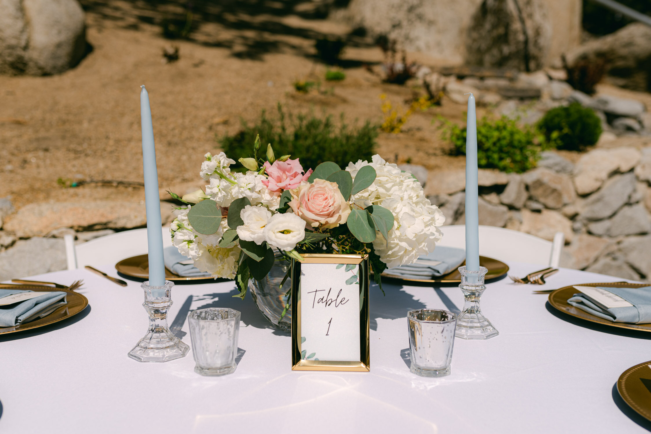 Tahoe Blue Estate Wedding, photo of the reception decor. 