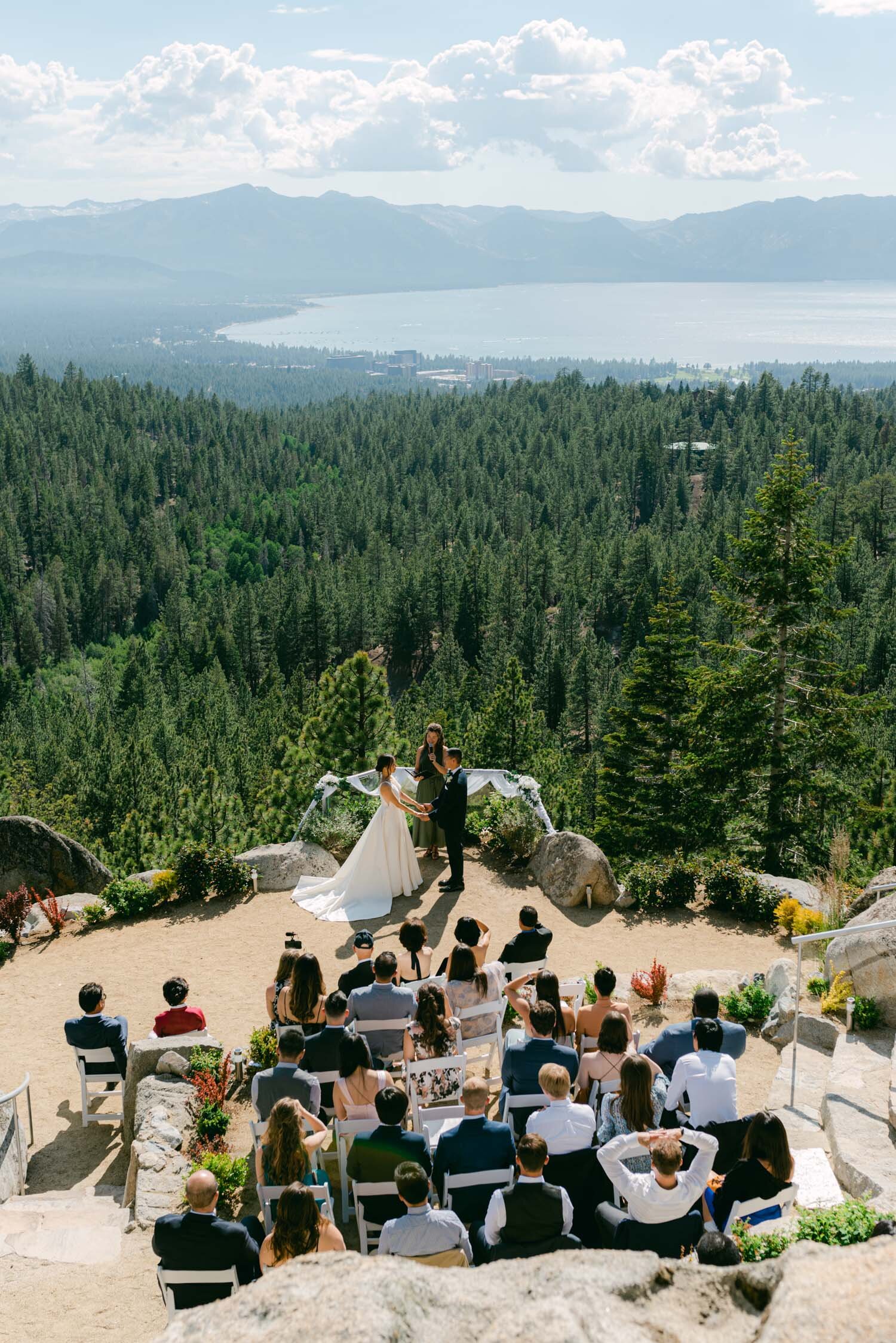 Tahoe Blue Estate Wedding, photo of the ceremony overlooking tahoe
