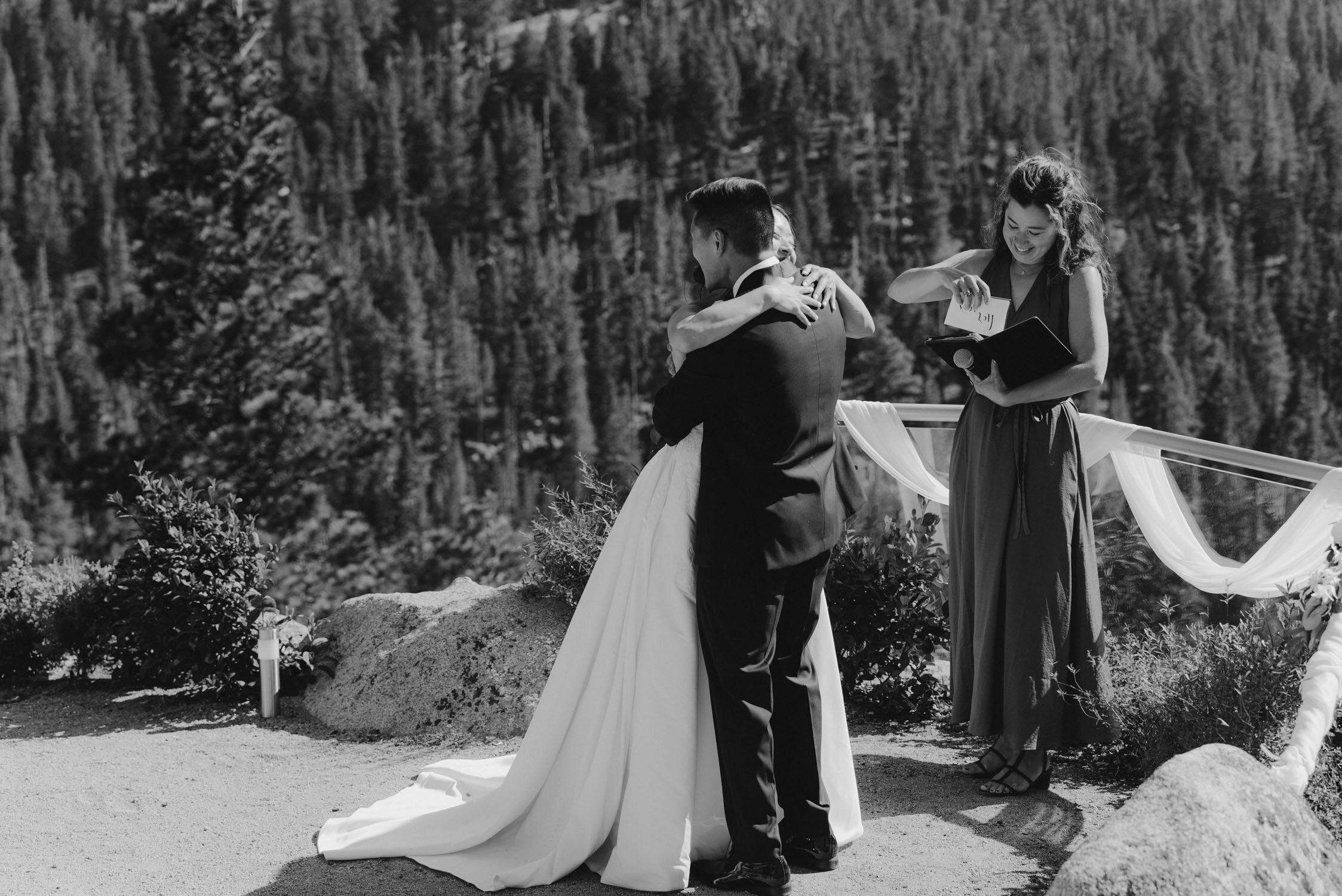 Tahoe Blue Estate Wedding, photo of couple hugging