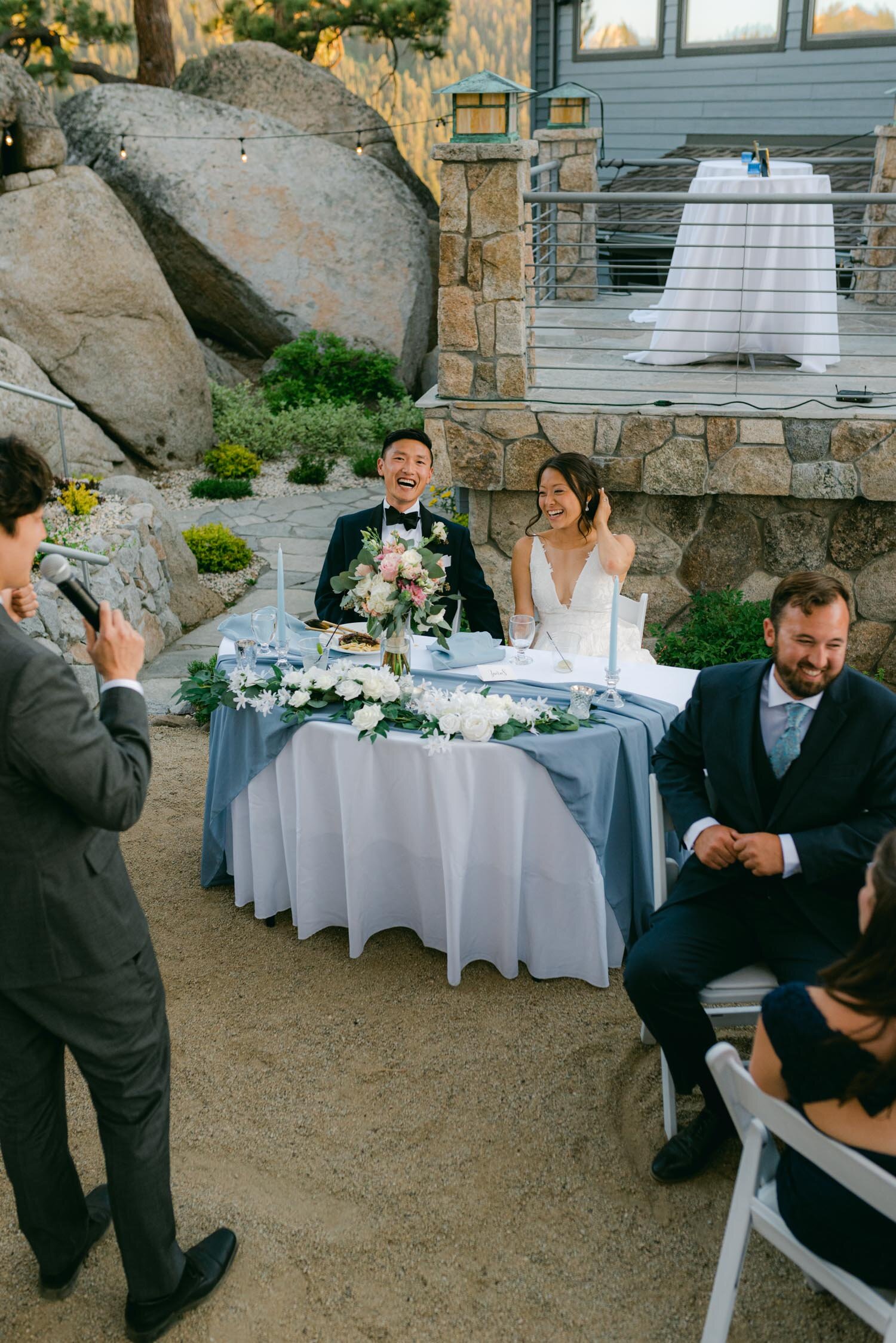 Tahoe Blue estate wedding photography, photo of couple during their dinner