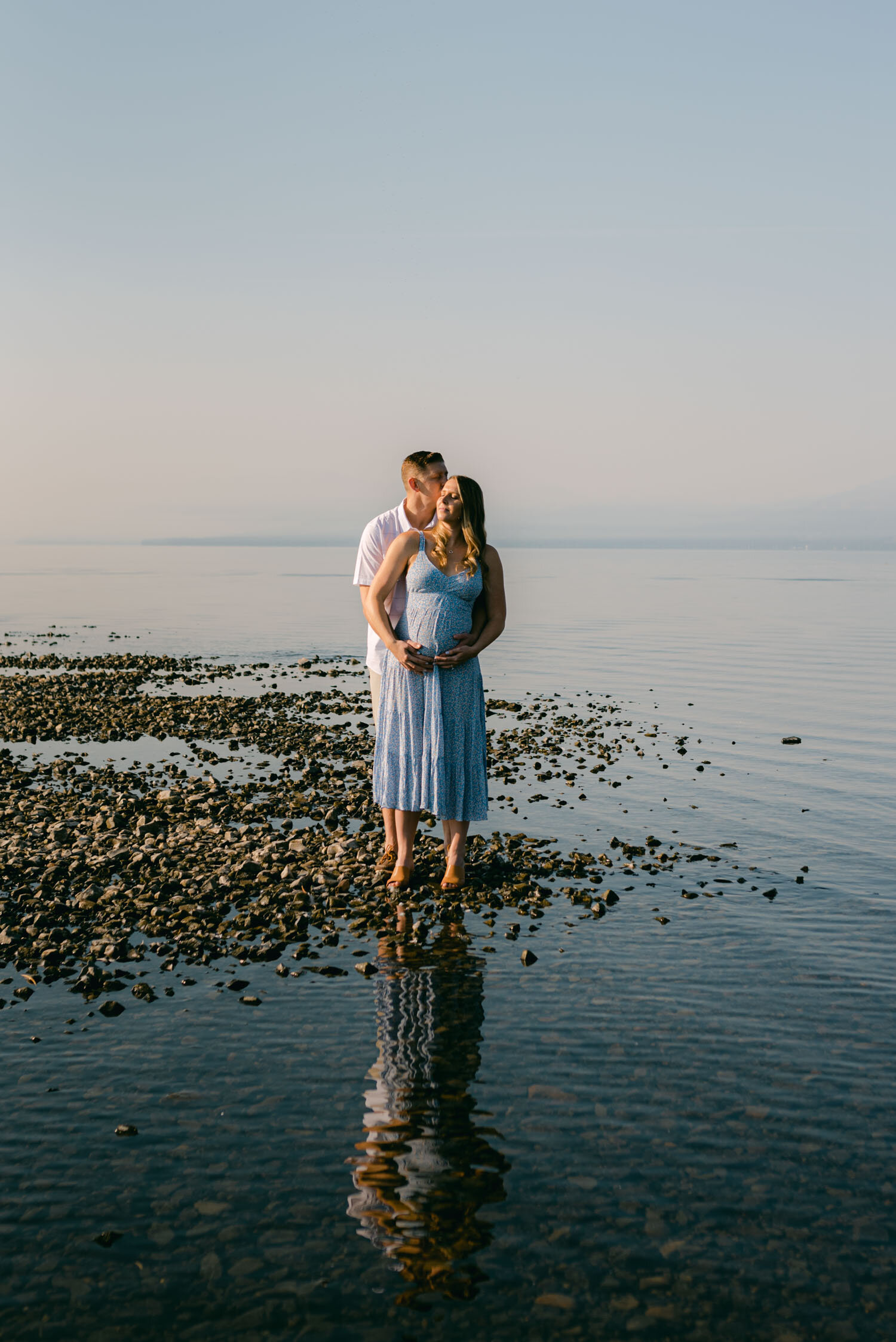 Lake Tahoe Maternity Session, photo of couple embracing during their photoshoot