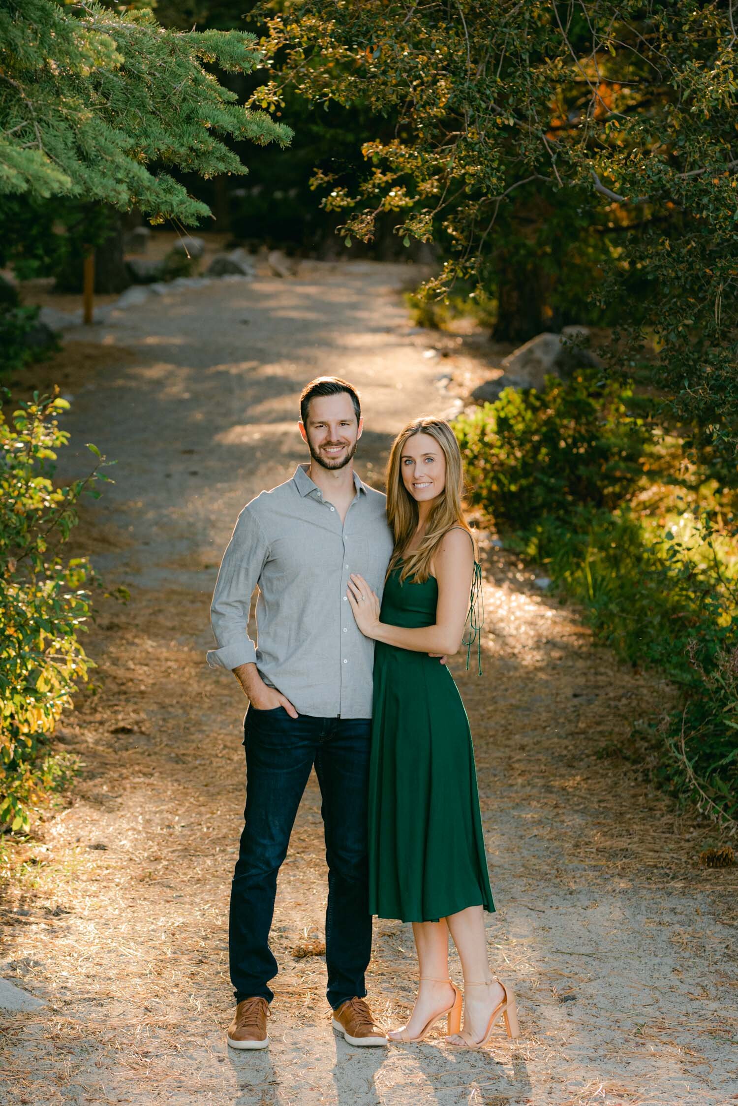 Emerald Bay engagement photoshoot, photo of a couple during golden hour