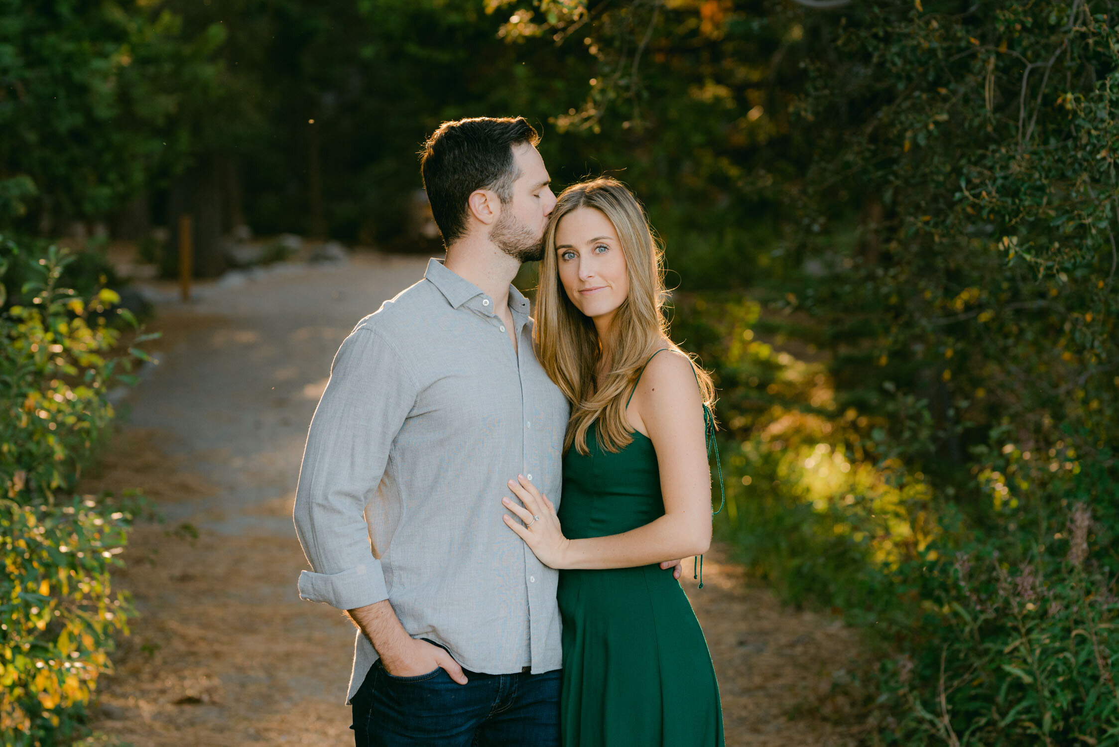 Emerald Bay engagement photoshoot, photo of a couple during golden hour