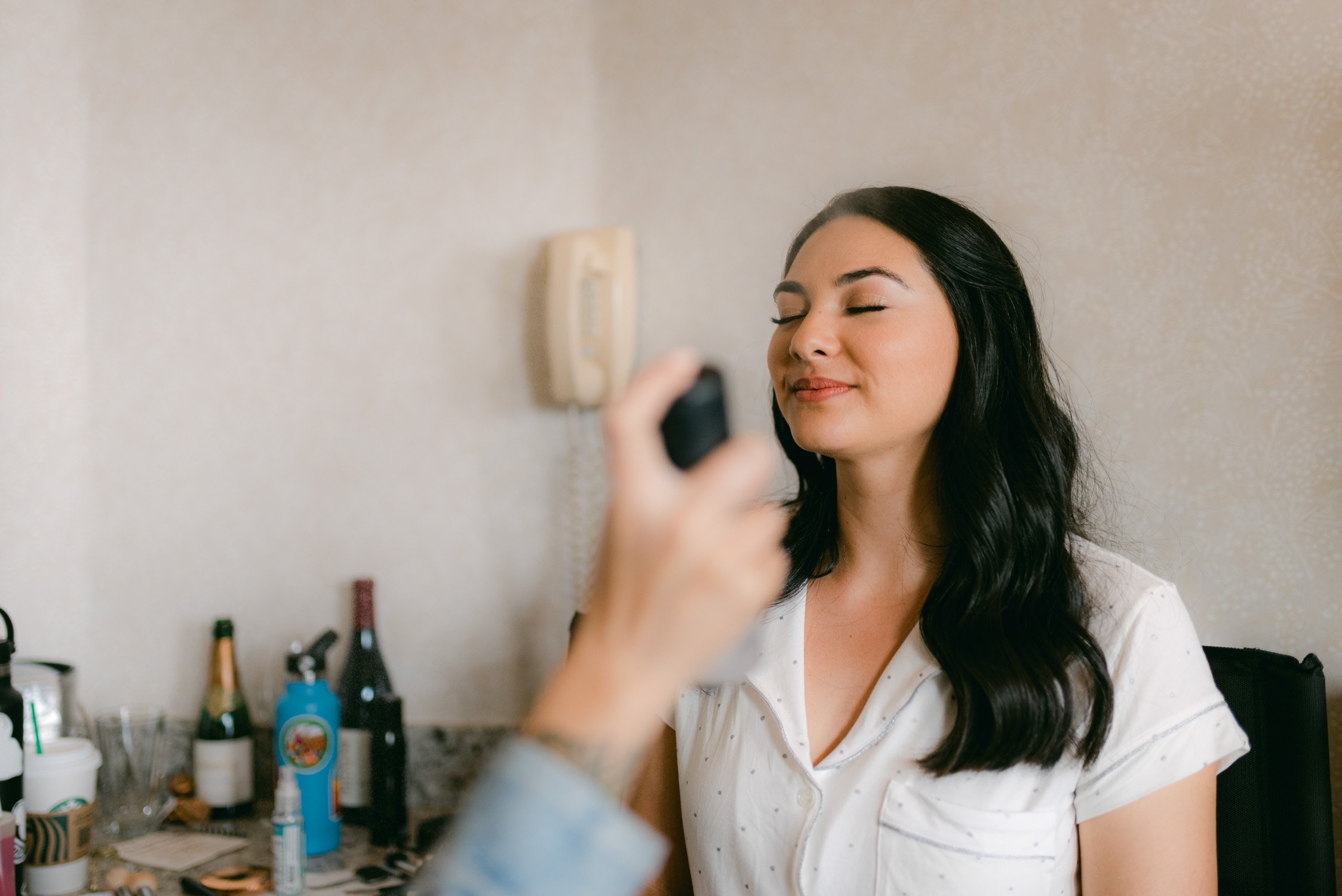 Sunnyside Tahoe Wedding, photo of setting spray for wedding make-up