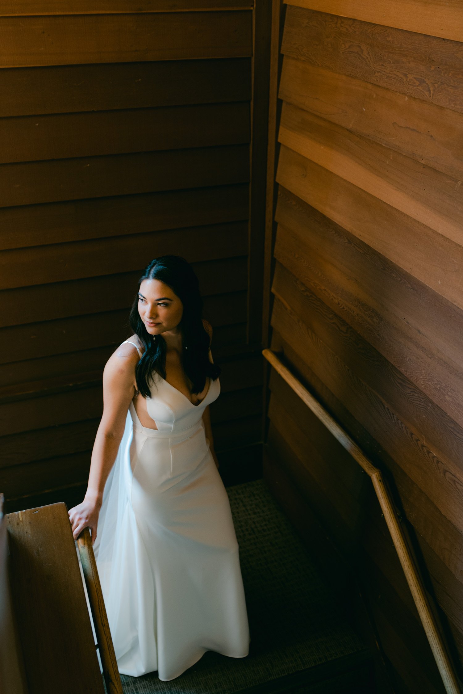Sunnyside Tahoe Wedding, photo of bride in dramatic lighting 