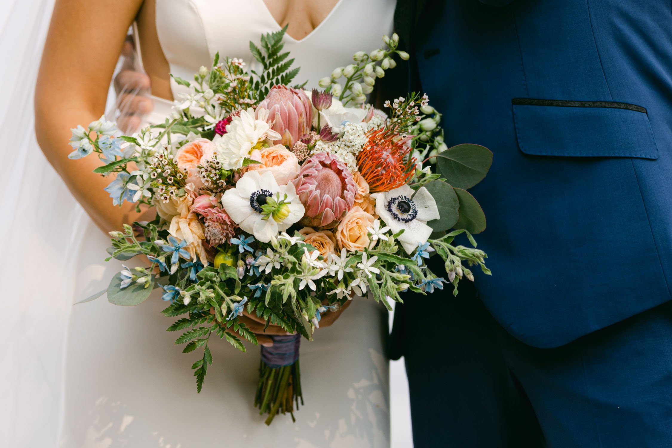 Sunnyside Tahoe Wedding, photo of a colorful bridal bouquet 