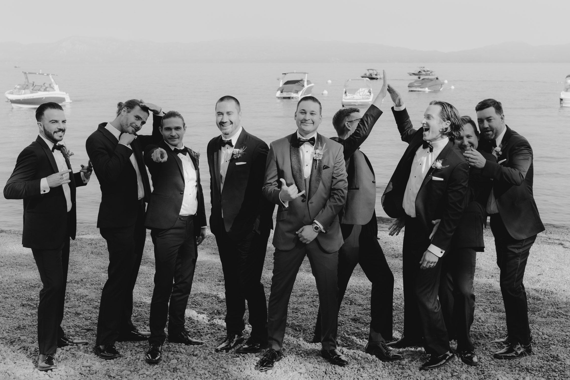 Sunnyside Tahoe Wedding, photo of groomsmen 