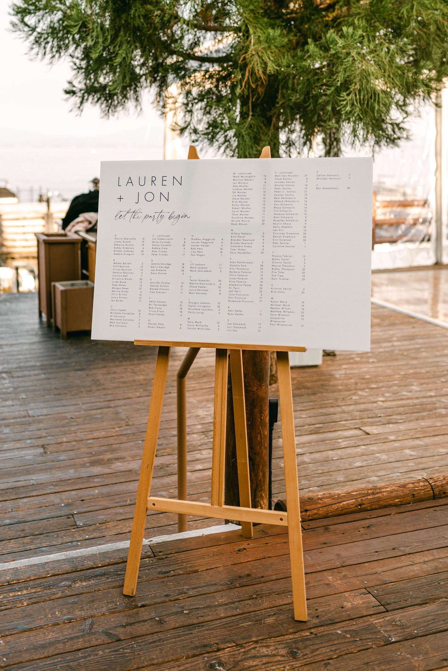 Sunnyside Tahoe Wedding, photo of wedding seating chart