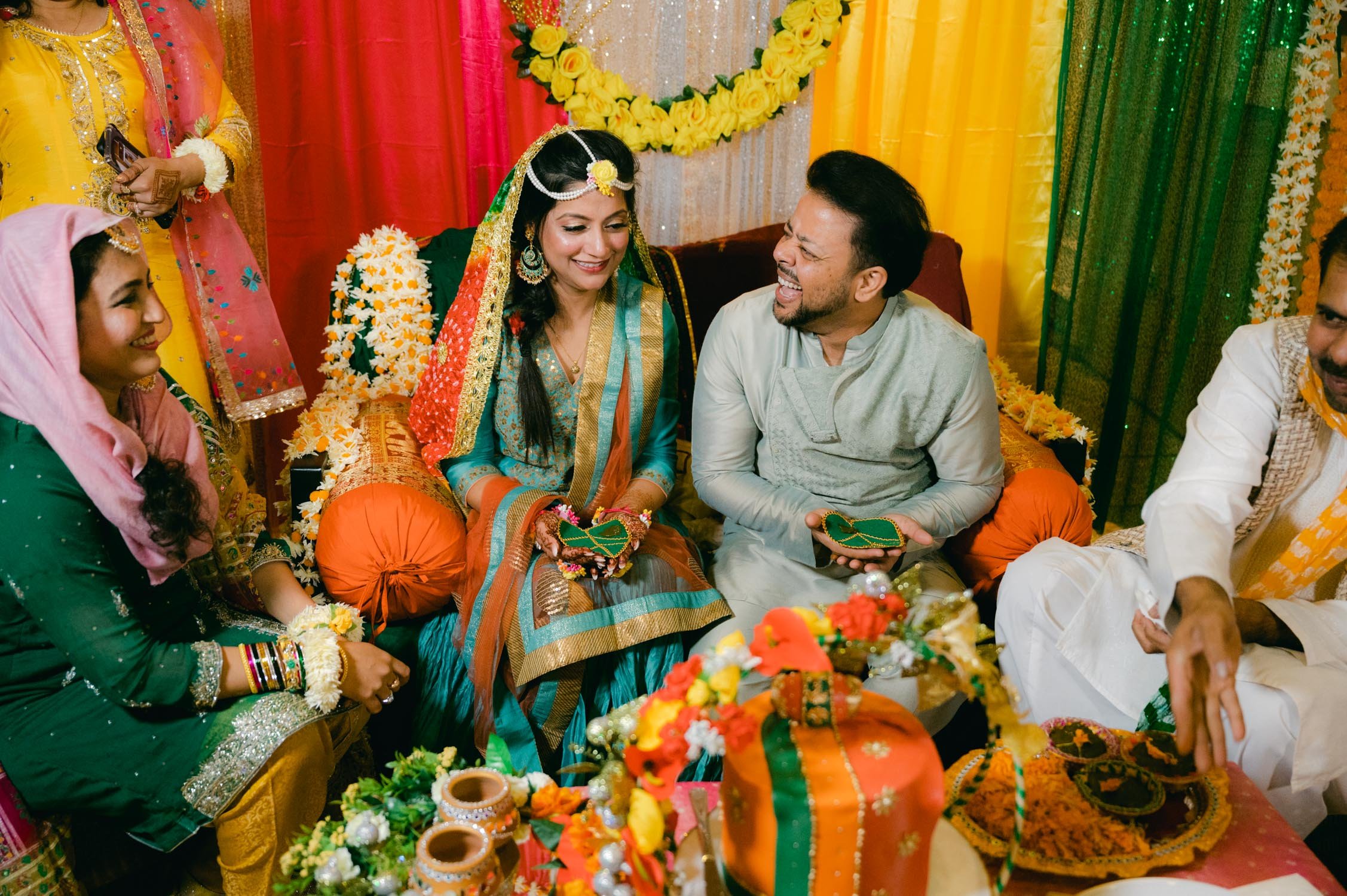 Mehendi party (Pakistani style), photo of couple enjoying their party