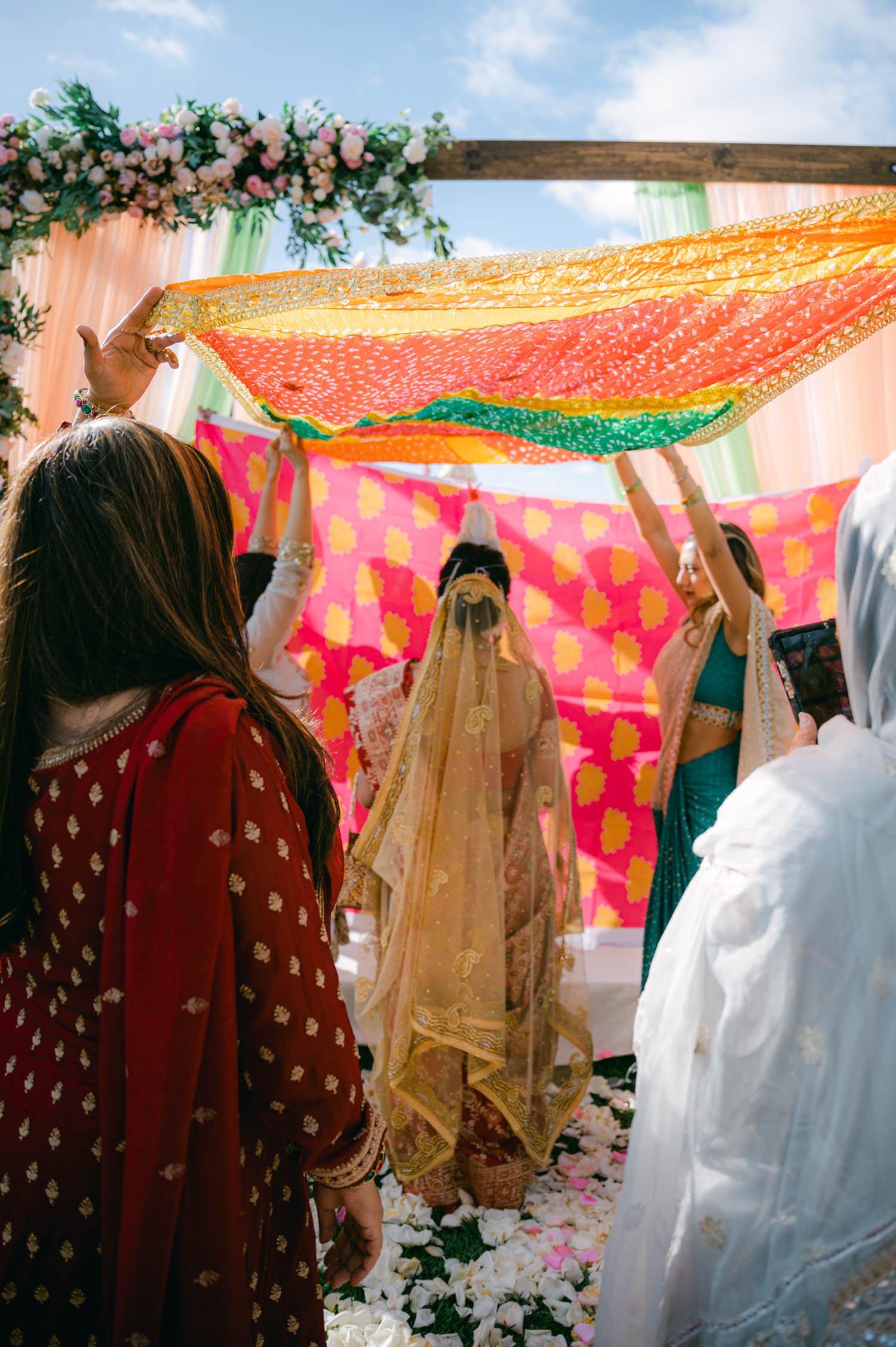 Hindu ceremony with the bride covered 