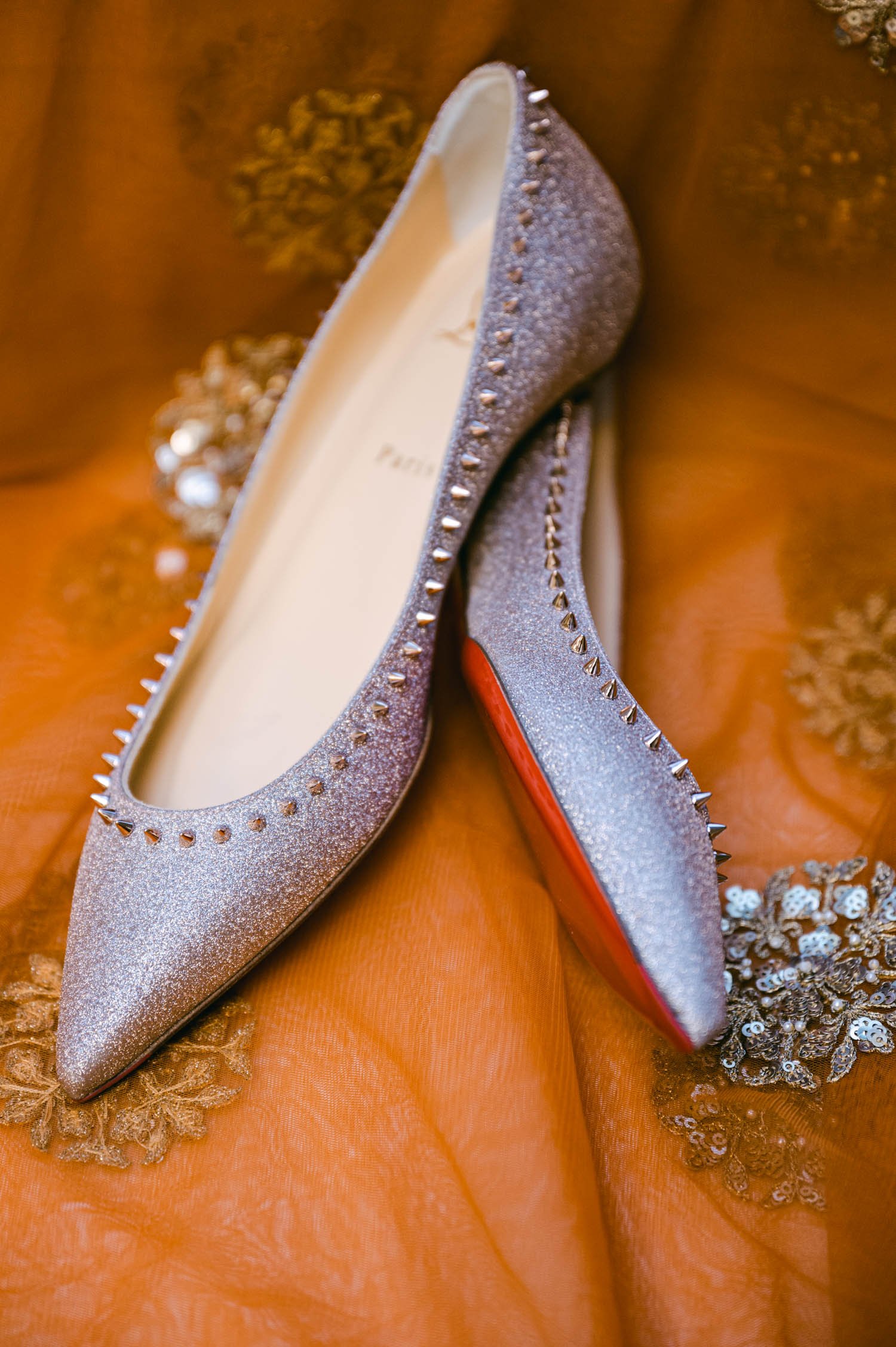 Hindu wedding ceremony at american canyon, photo of studded wedding shoes (louis vuitton flats) 