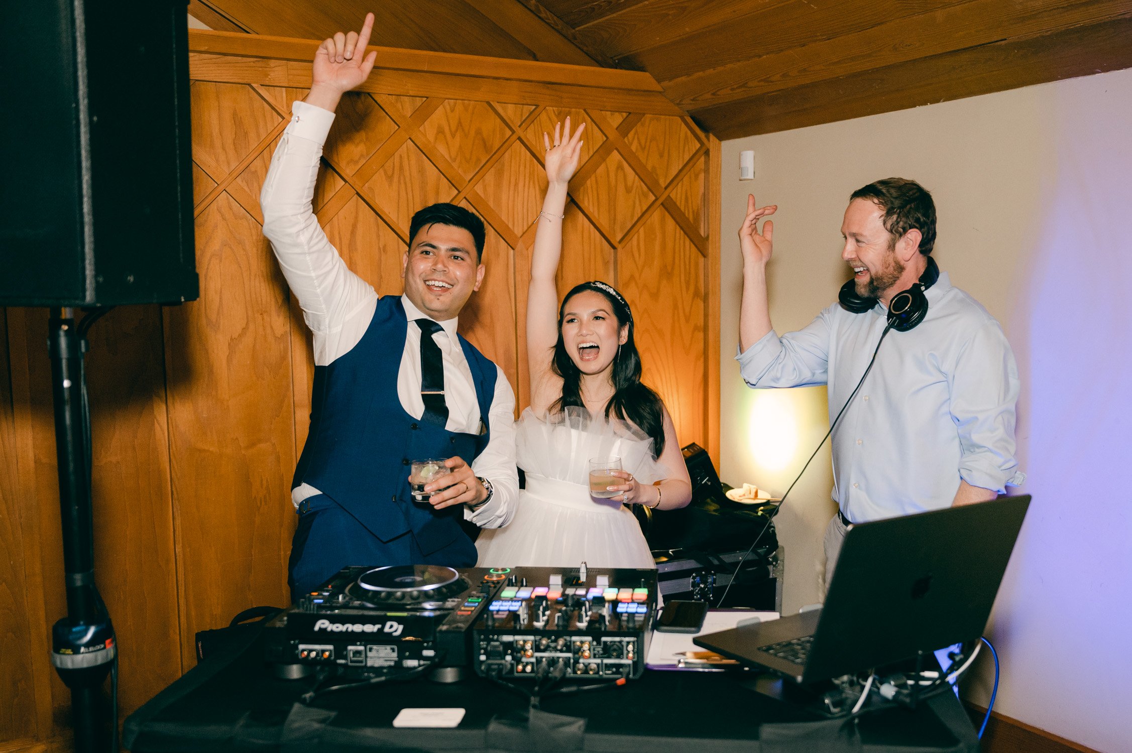 Edgewood Tahoe Wedding photos: photo of couple with the DJ