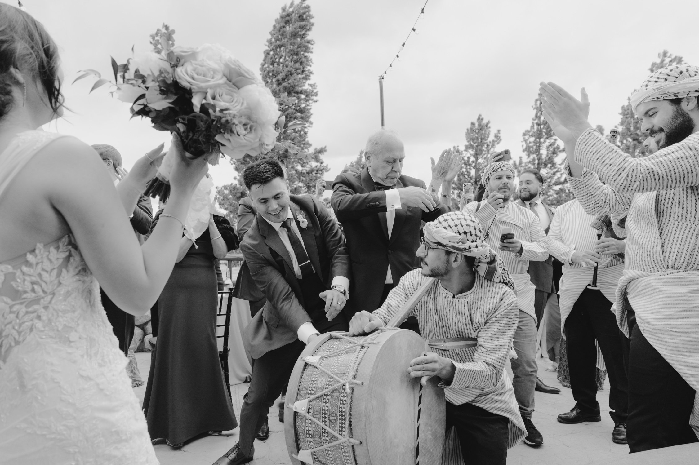 Edgewood Tahoe Wedding photos: photo of groom with the drummers