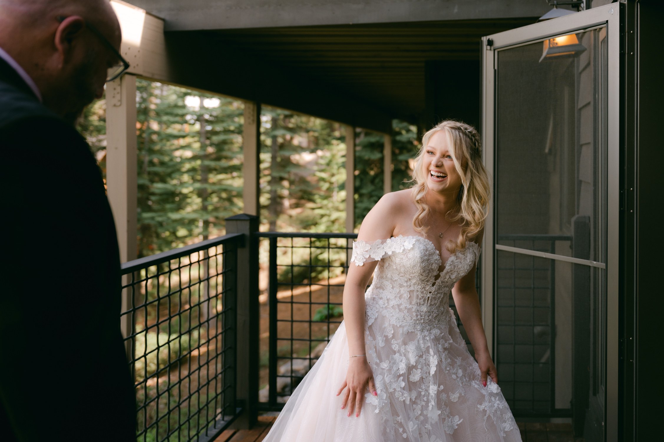 Lake Tahoe elopement, photo of bride with her dad
