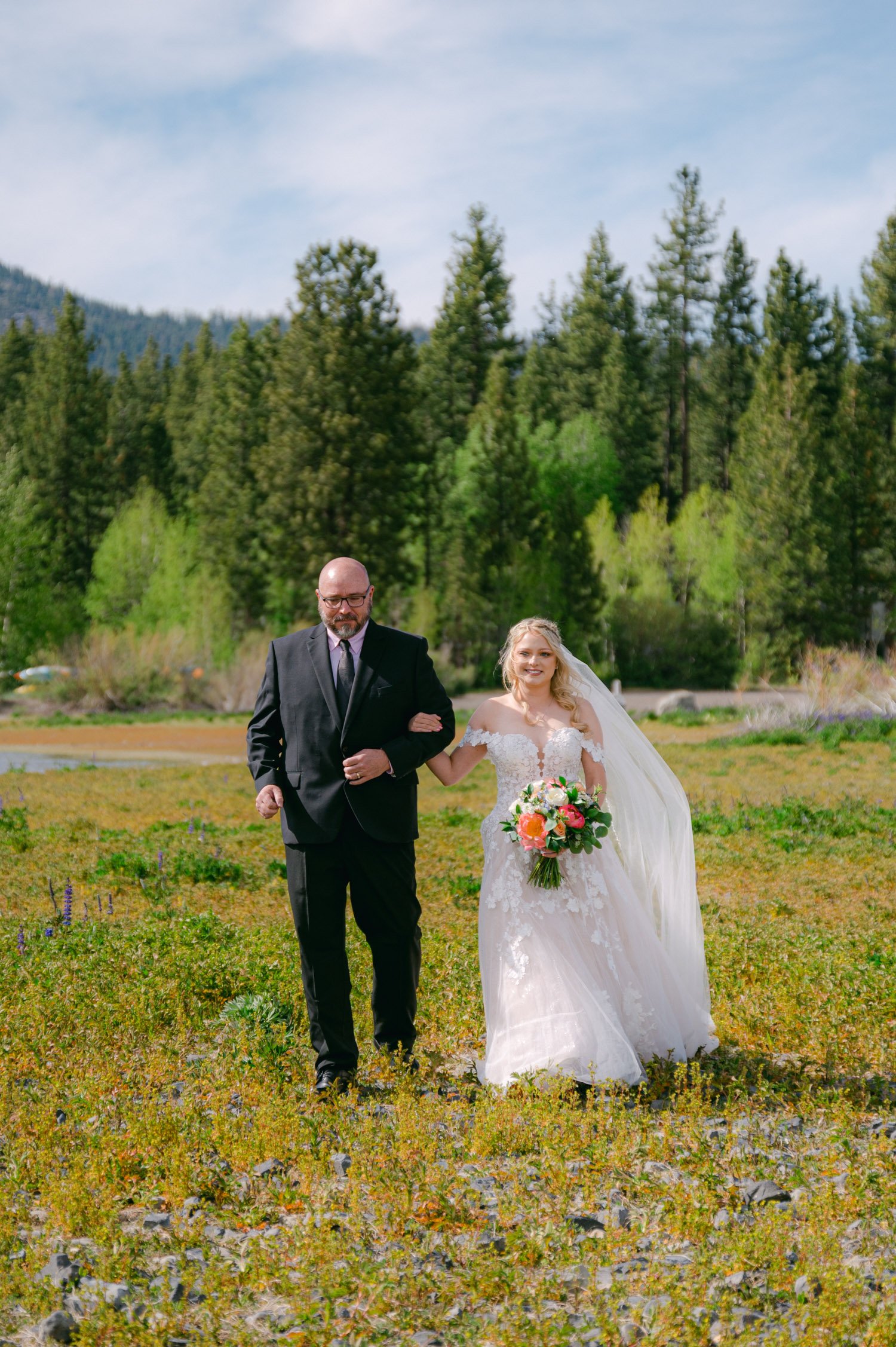 Lake Tahoe elopement, photo of bride 