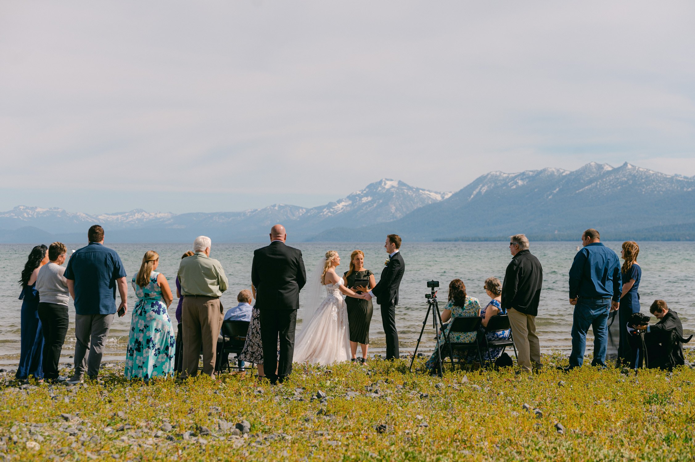 Lake Tahoe elopement, photo of a Lake Tahoe ceremony on a meadow by the lake