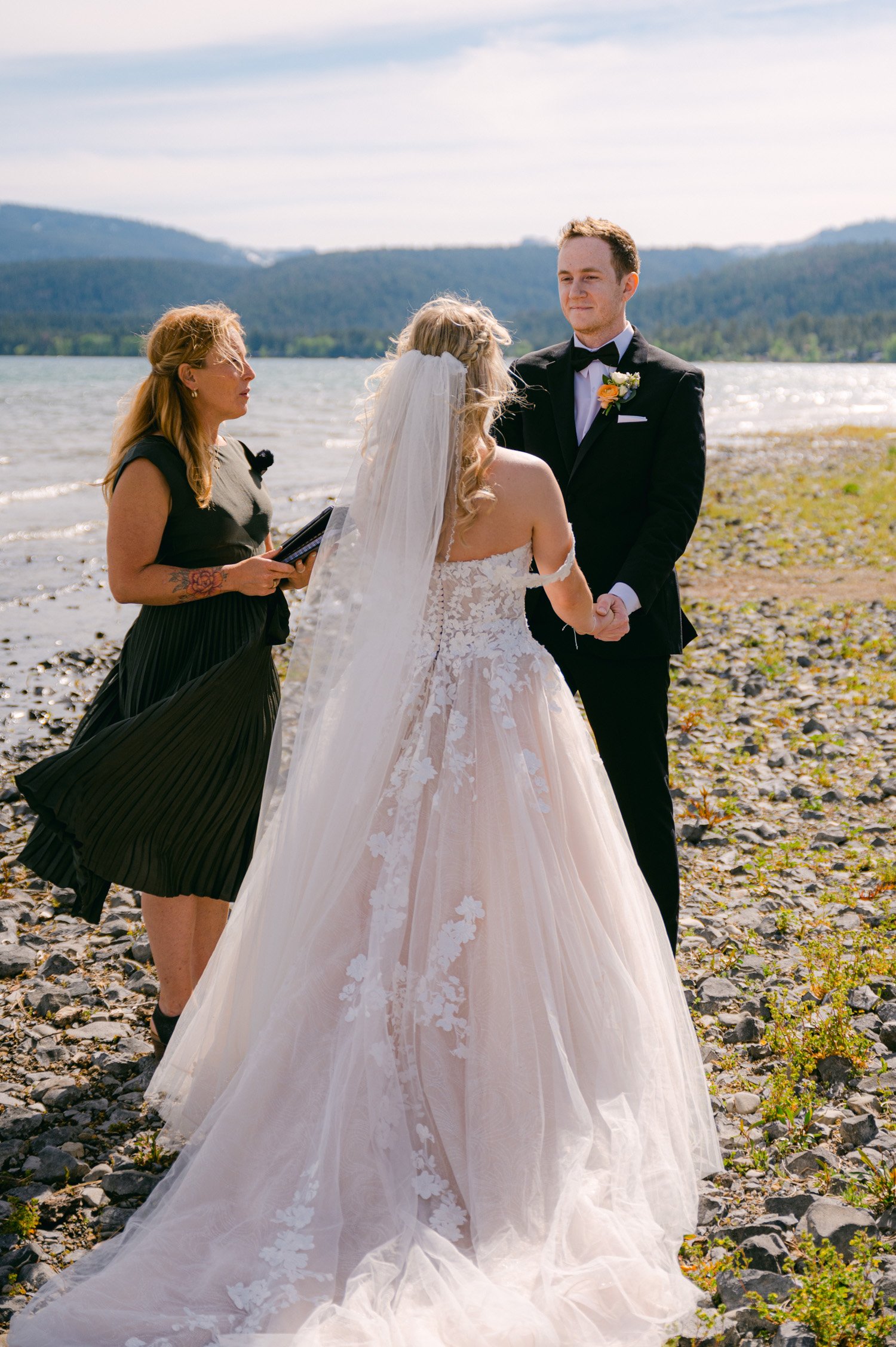 Lake Tahoe elopement, photo of the groom during the ceremony