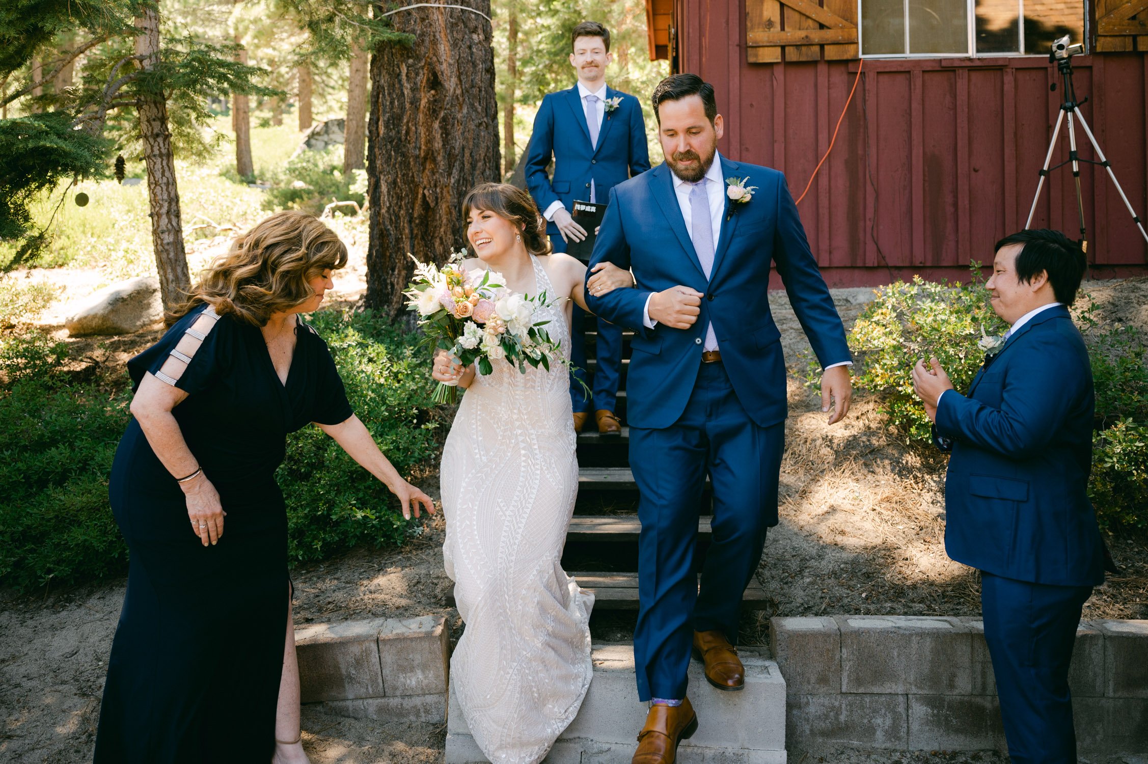 Adventure elopement in Lake Tahoe, photo of couple walking down the aisle 
