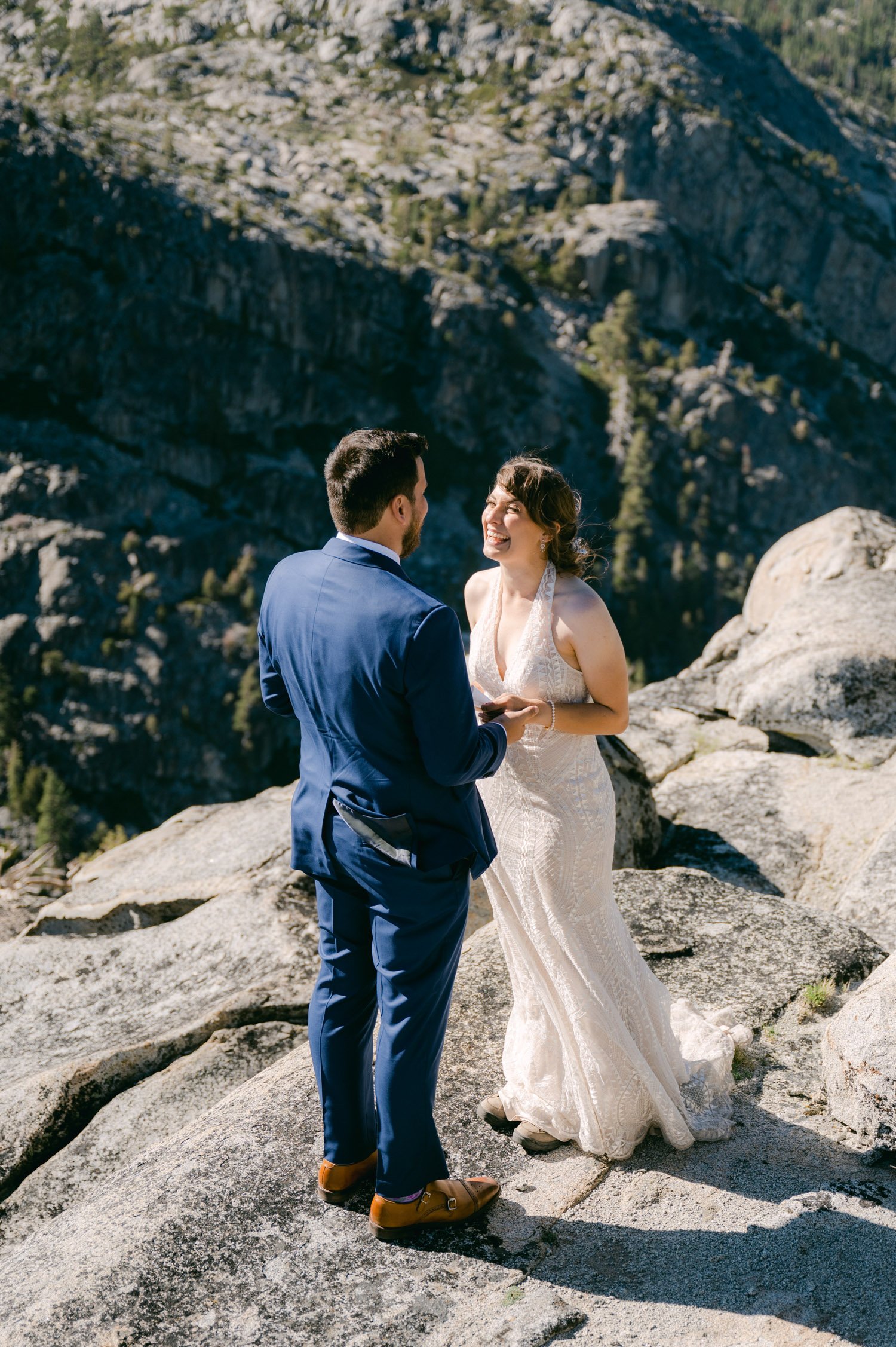 Adventure elopement in Lake Tahoe, photo of brideAdventure elopement in Lake Tahoe, photo of bride