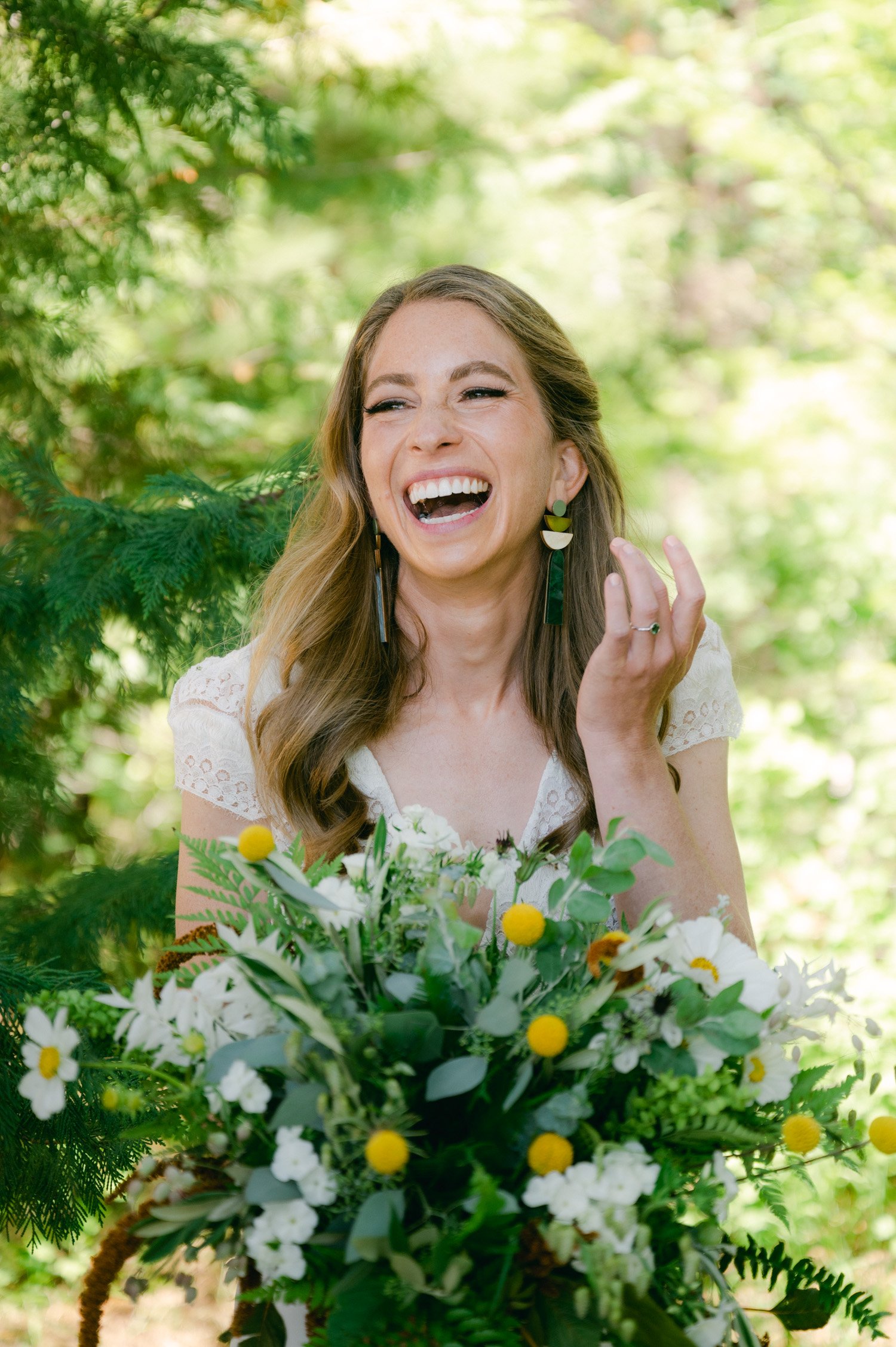 West Shore Private Estate Wedding, photo of  bride laughing 