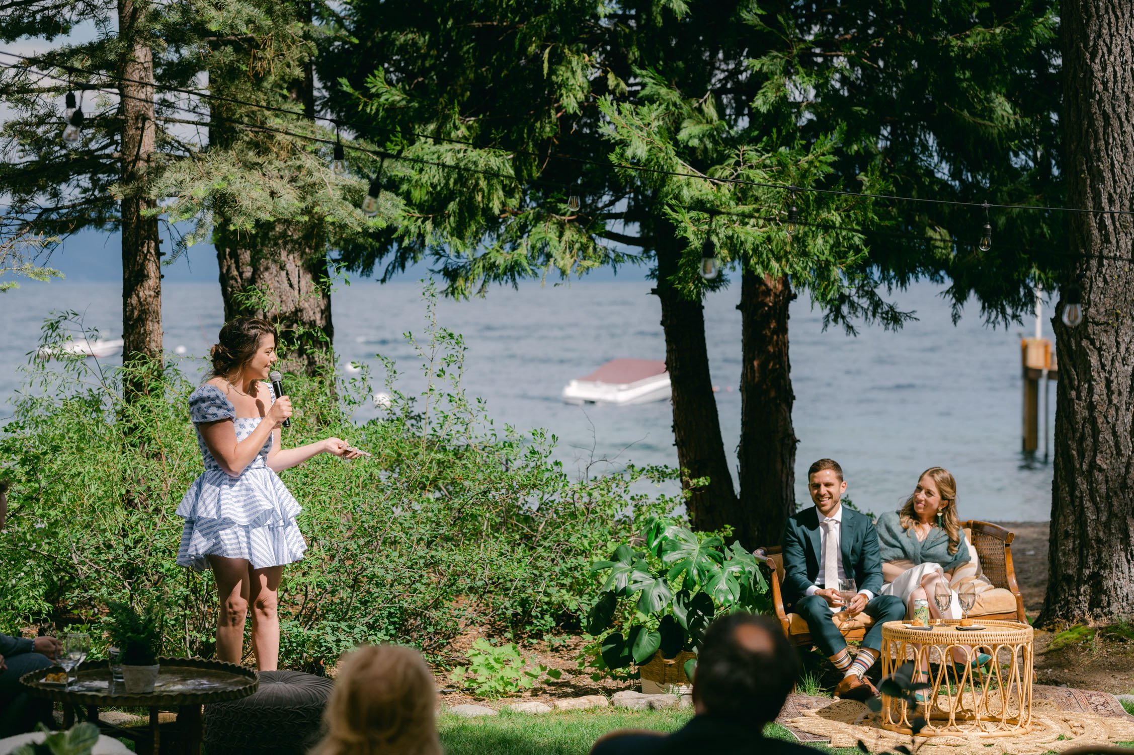 West Shore Private Estate Wedding, photo of friend giving a toast during the ceremony