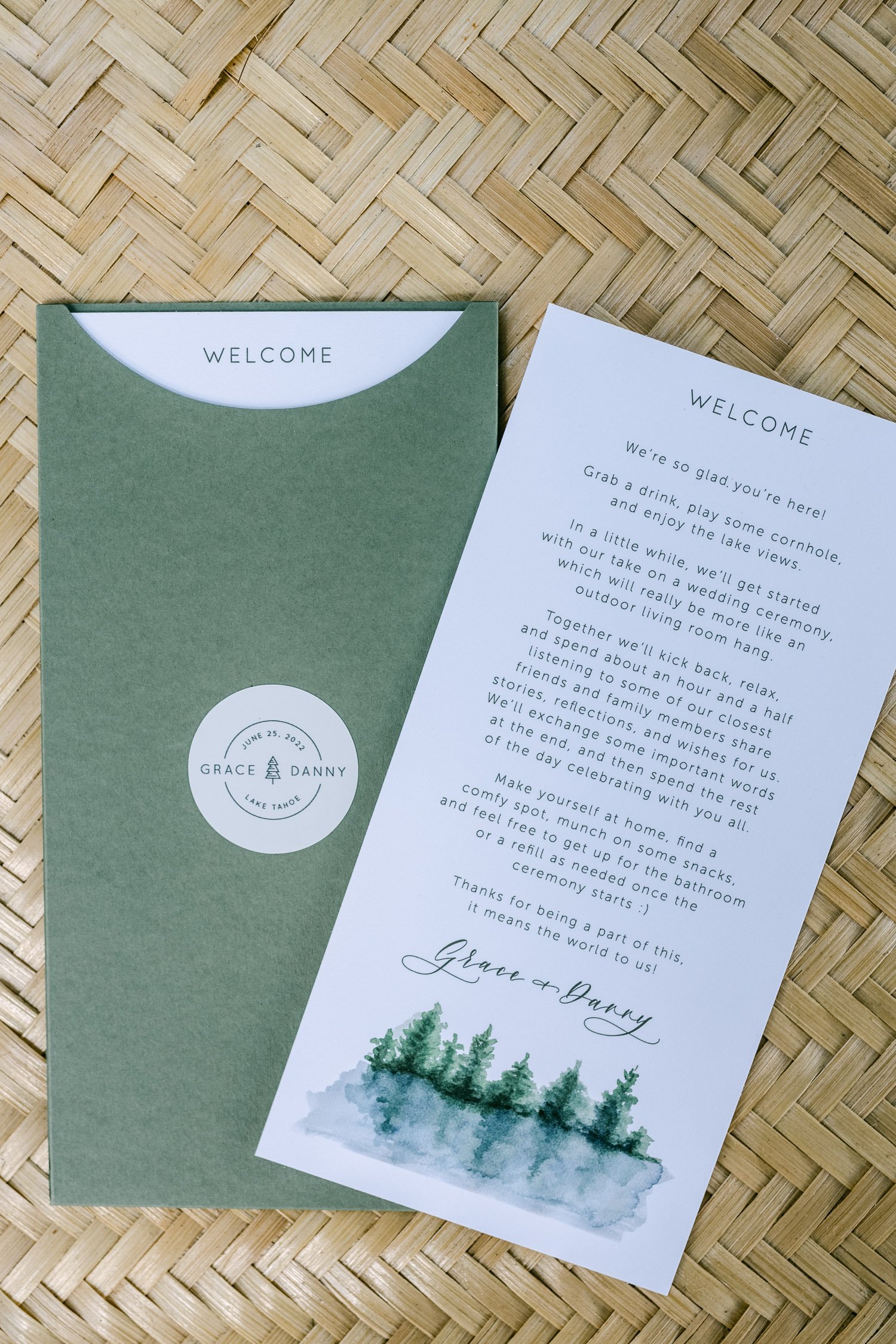 West Shore Private Estate Wedding, photo of welcome cards
