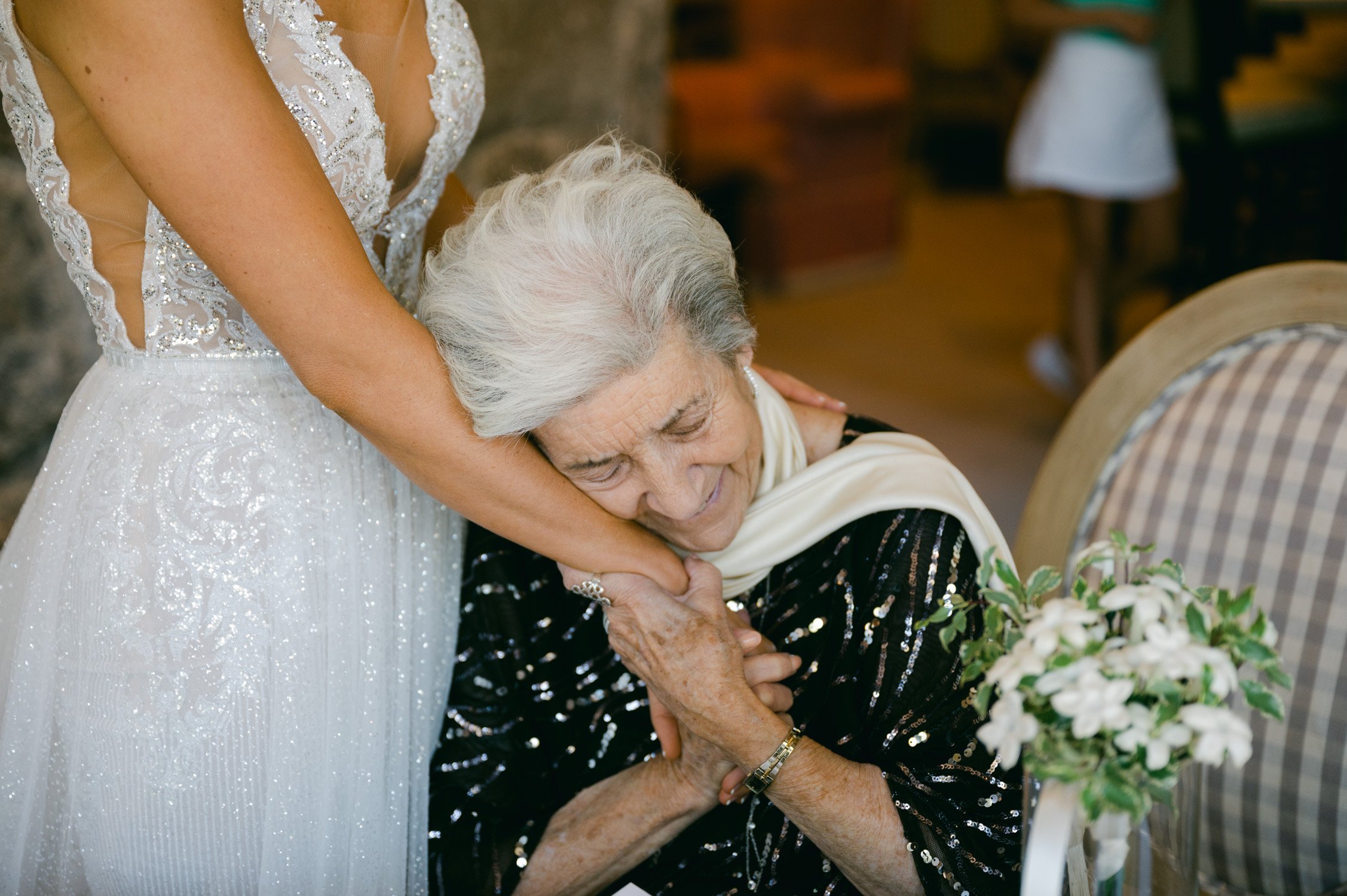 Martis Camp wedding, photo of grandma and bride