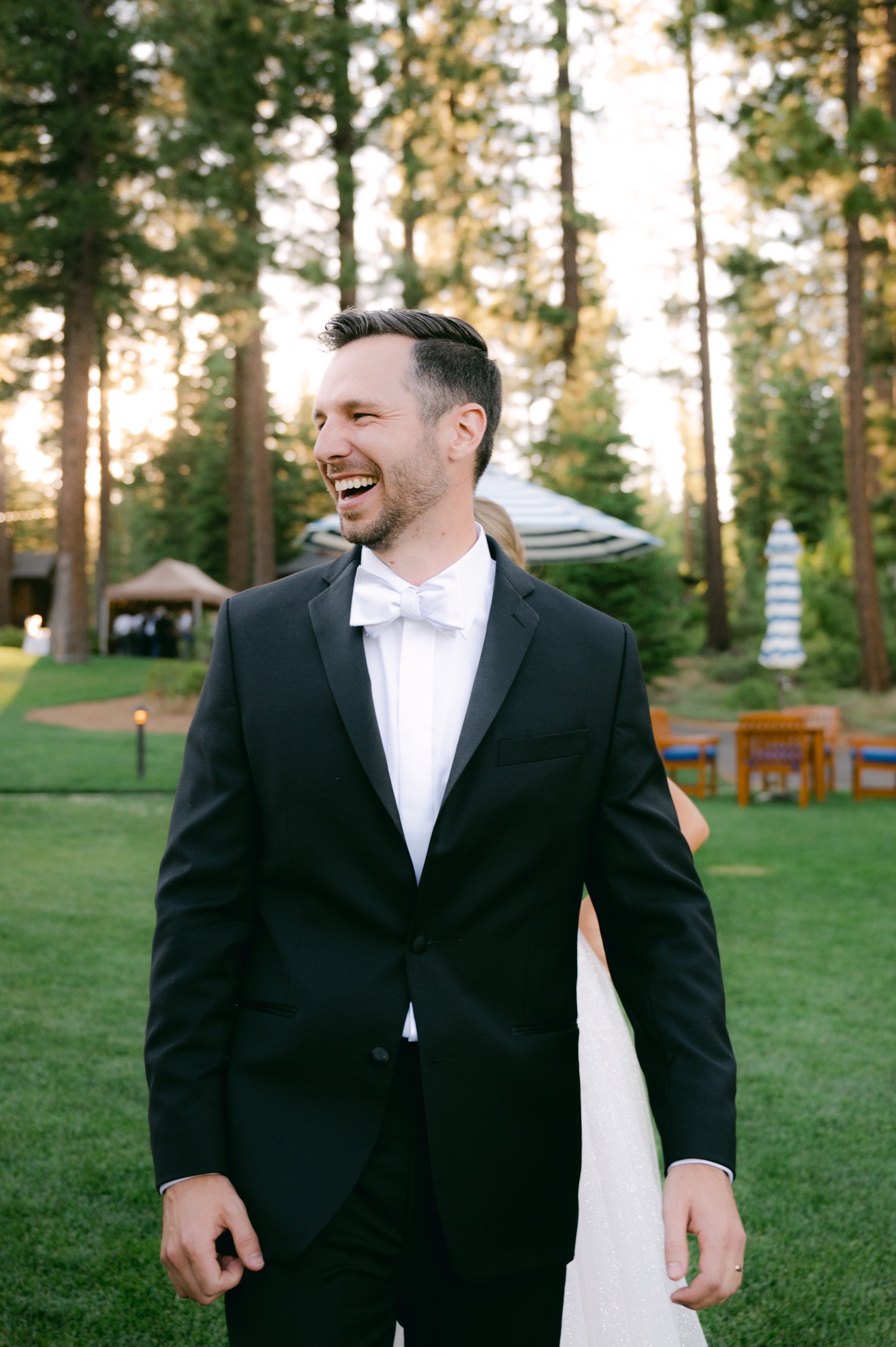 Martis Camp wedding photo of a candid photo of a groom
