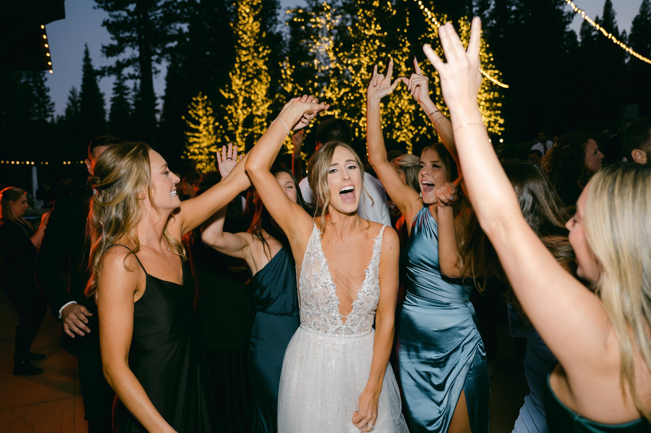 Martin camp wedding, photo of reception in front of the red barn