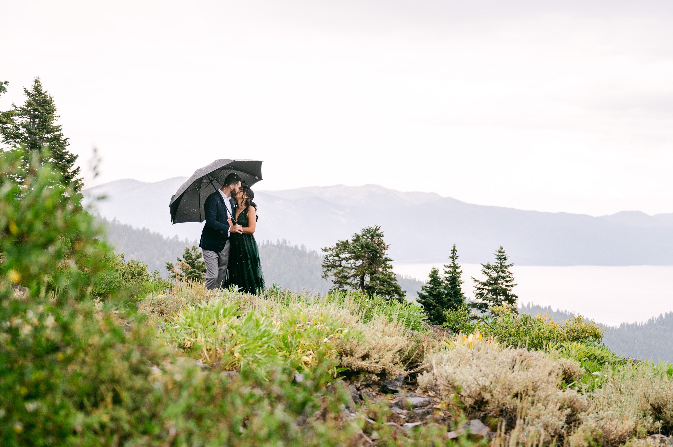 Lake Tahoe Engagement photos, photo of couple at a tahoe overlook