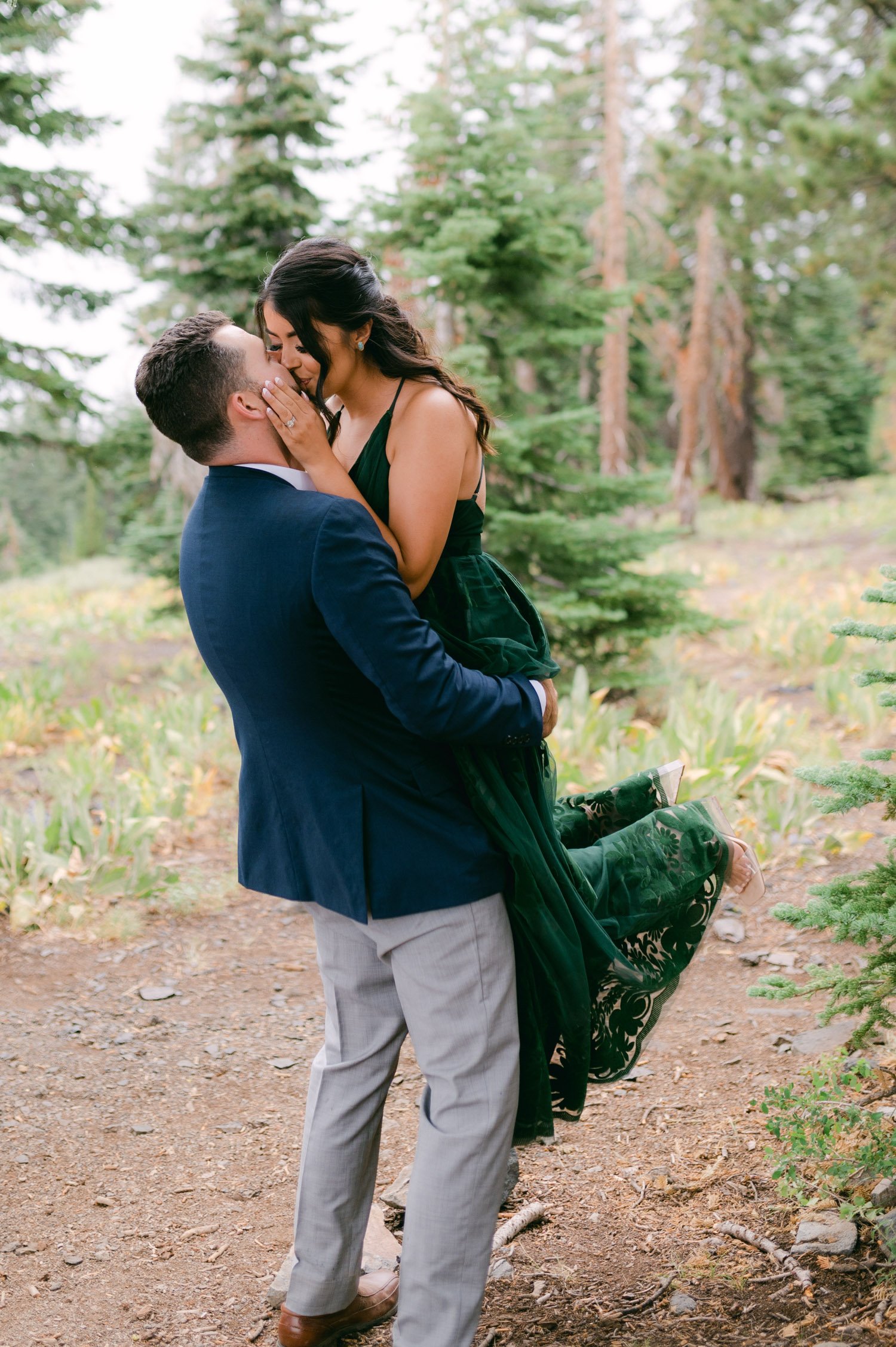 Lake Tahoe Engagement session, photo of couple at a secret lookout in tahoe 