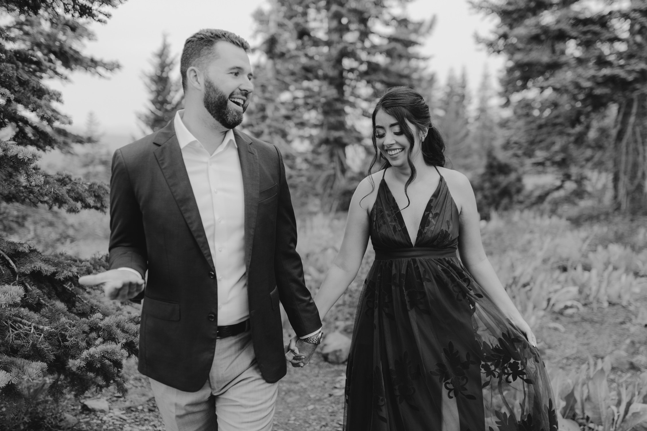 Lake Tahoe Engagement session, photo of couple laughing 