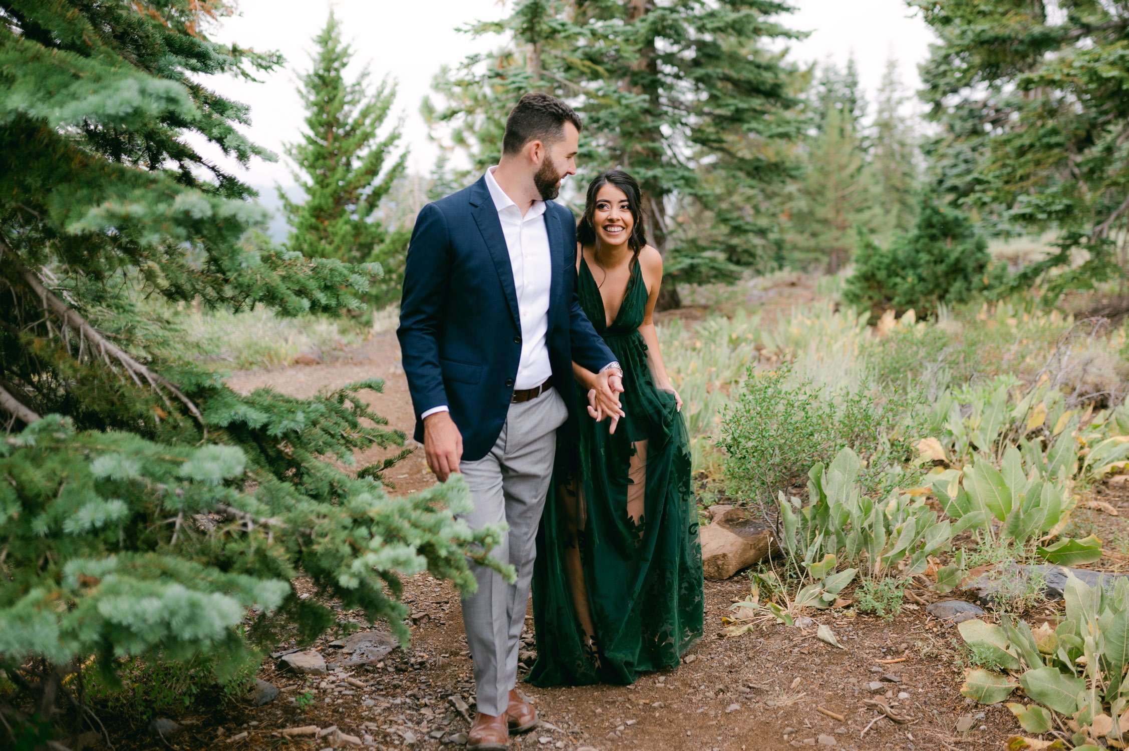 Lake Tahoe Engagement session, photo of couple on a trail