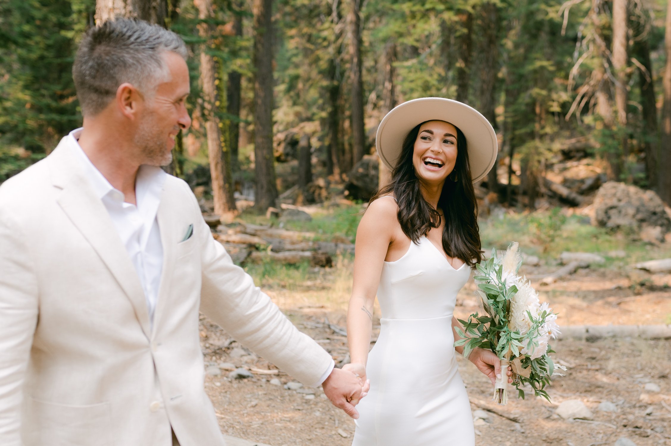 Lake Tahoe Yacht wedding, photo of bride laughing 