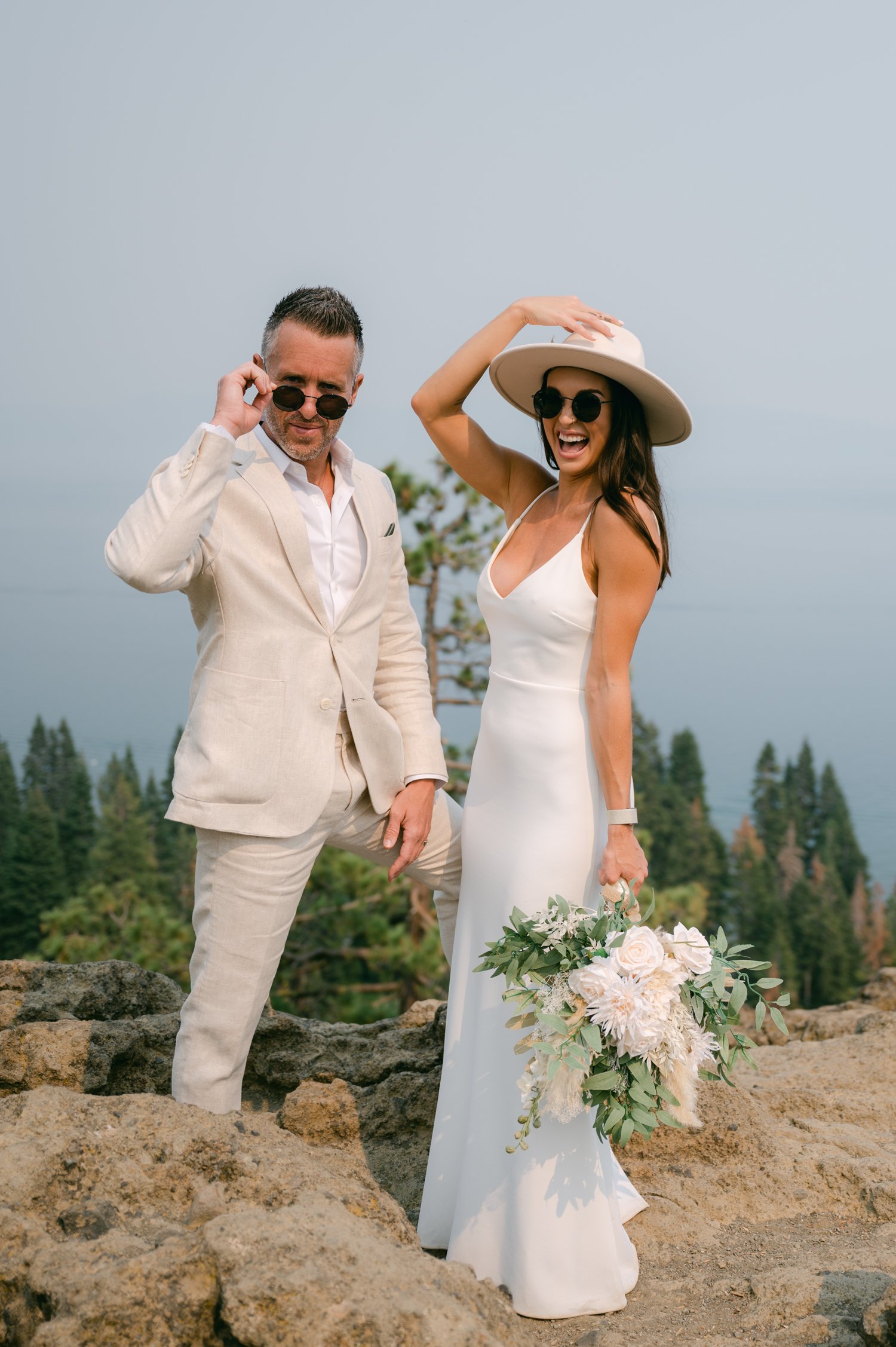 Lake Tahoe Yacht wedding, photo of couple laughing 