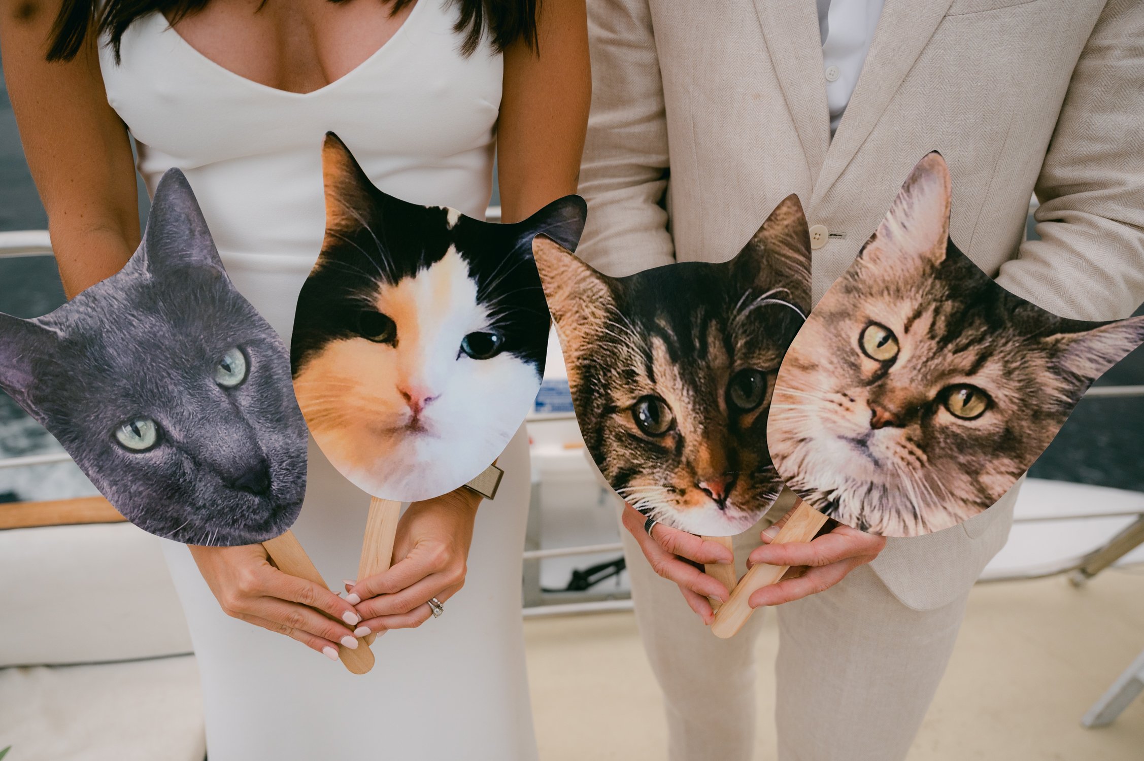 Lake Tahoe Yacht wedding, photo of cat cut-outs
