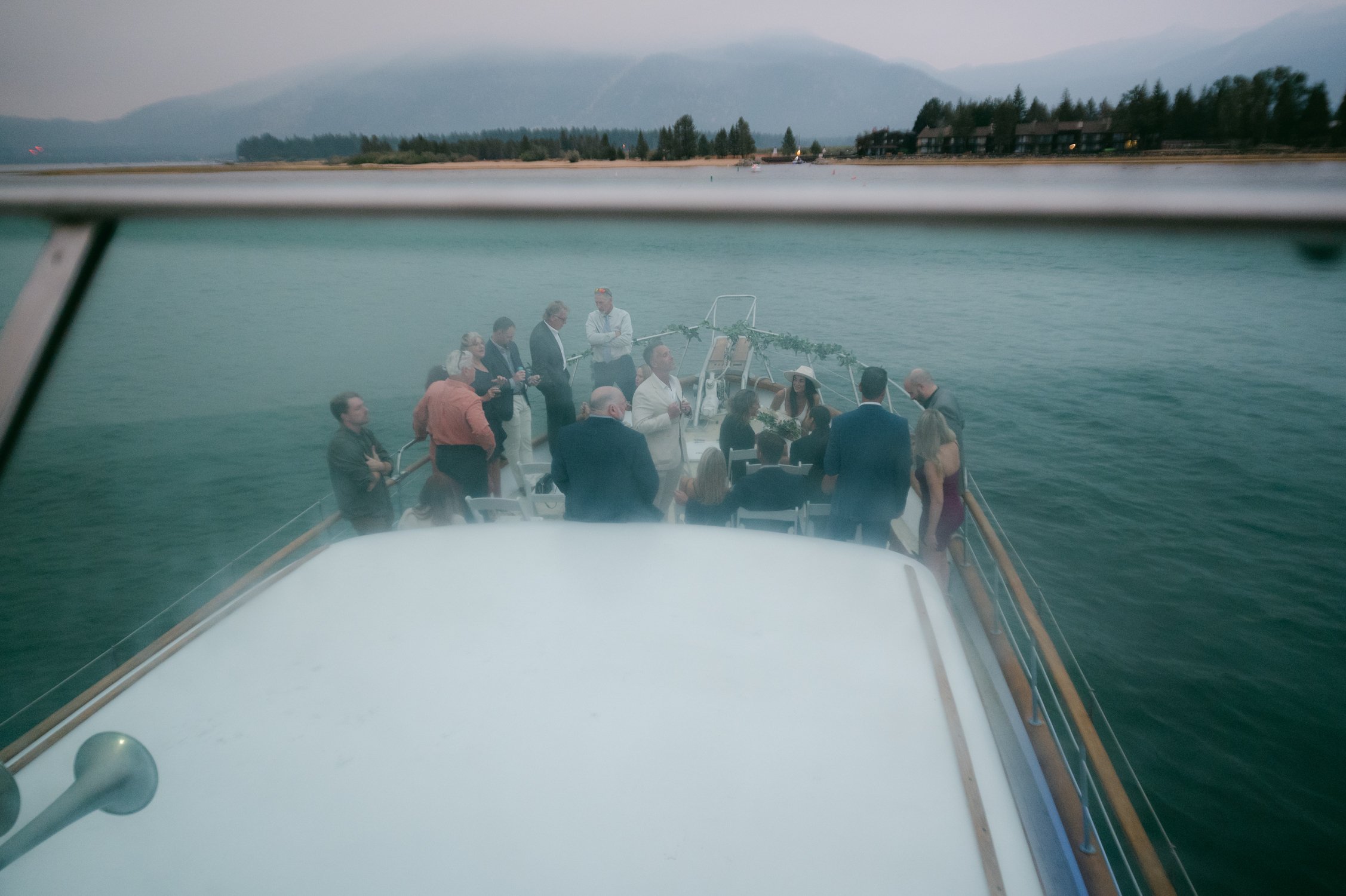 Lake Tahoe Yacht wedding, photo of guests on boat
