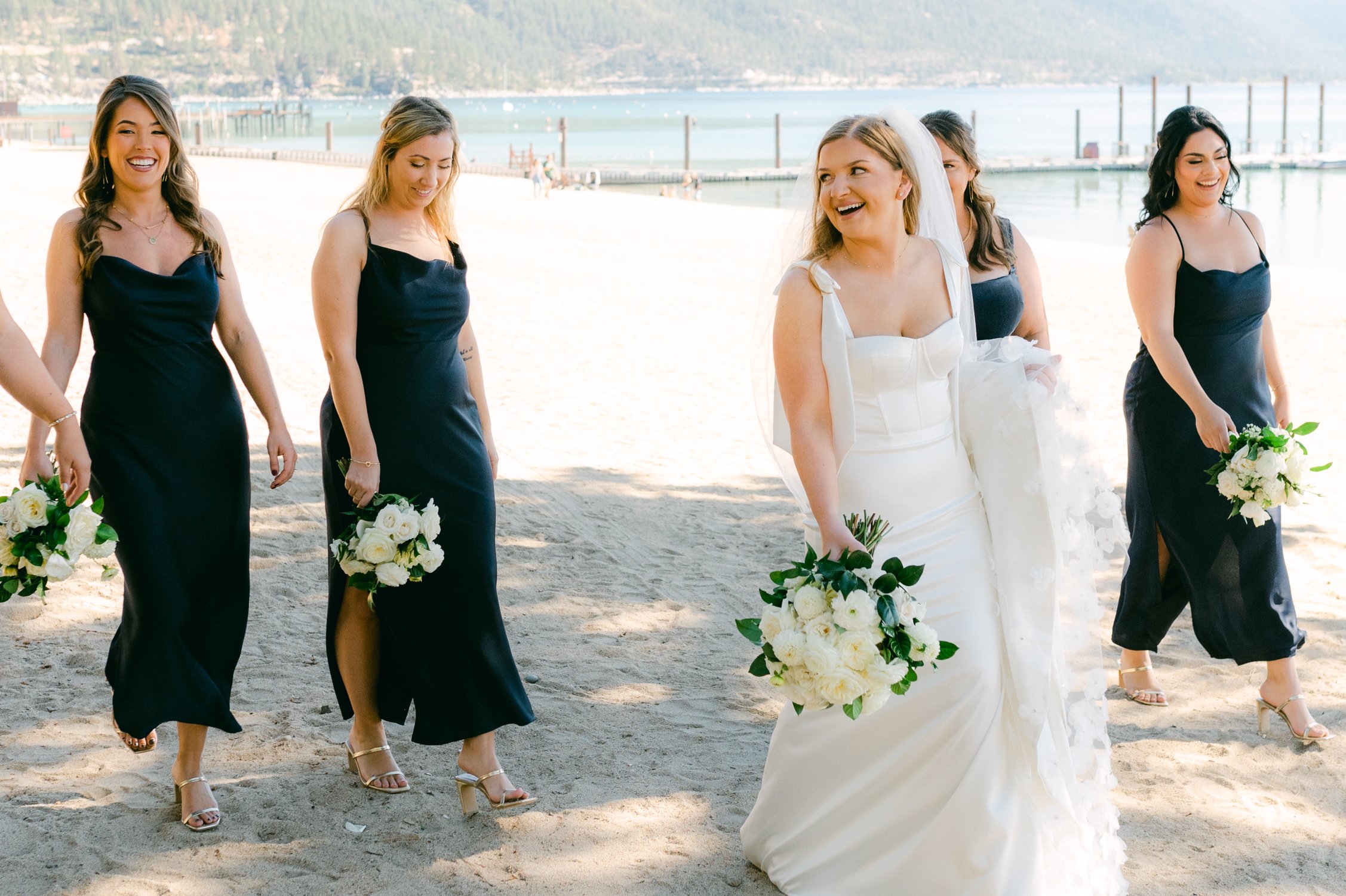 Hyatt Lake Tahoe wedding, photo of bride with her bridesmaids
