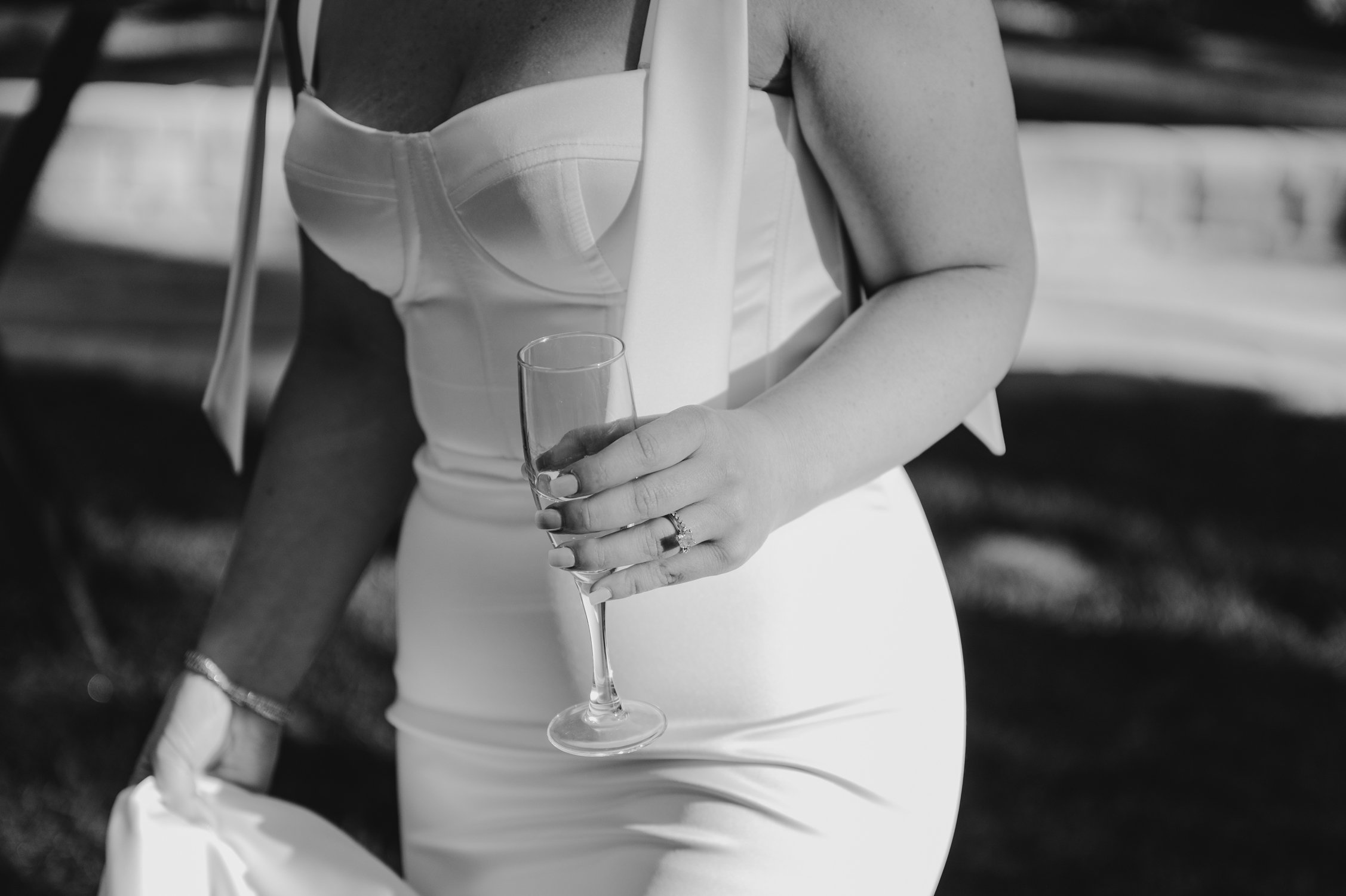 Hyatt Lake Tahoe wedding, photo of bride holding a champagne glass