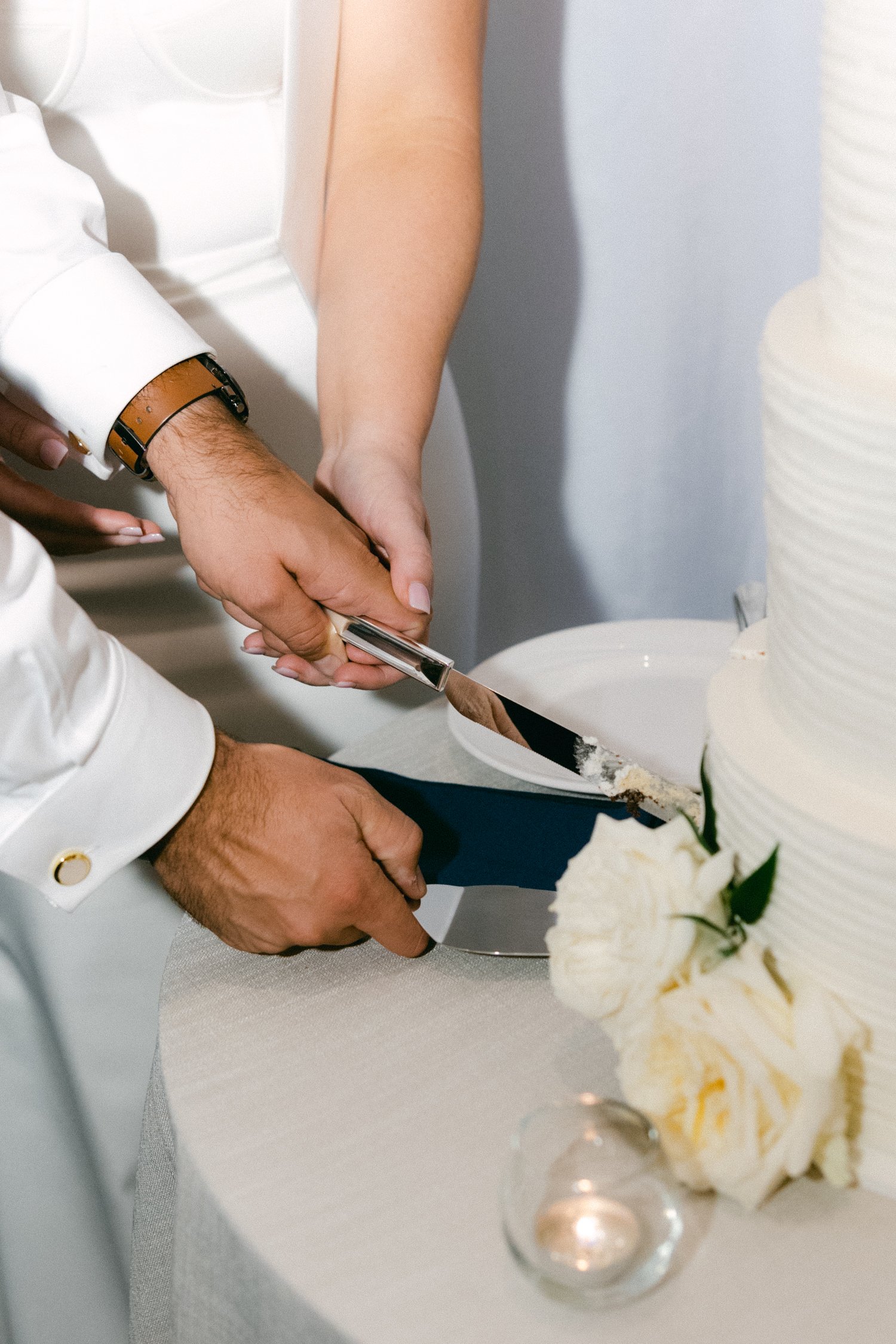 Hyatt Lake Tahoe Wedding, photo of couple cutting wedding cake