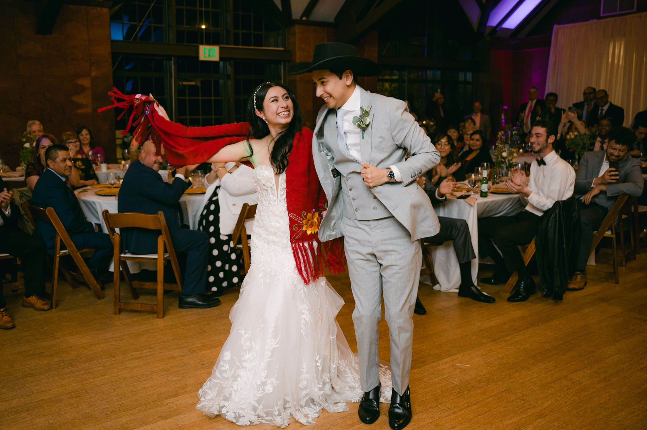 Brazilian Room Wedding in Berkeley, CA, photo of couple dancing a traditional Mexican song