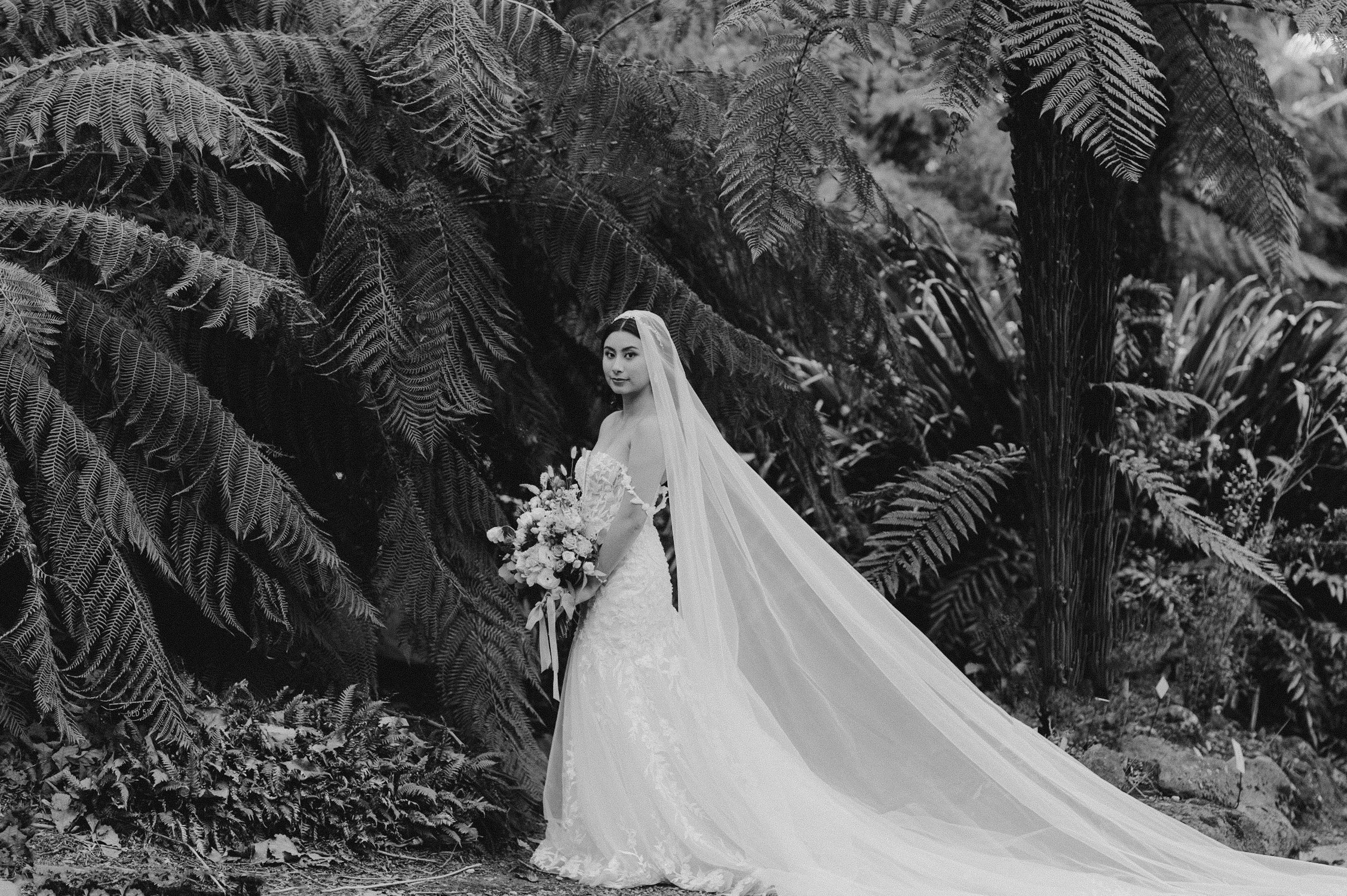Brazilian Room Wedding in Berkeley, CA, photo of bride at a botanical garden