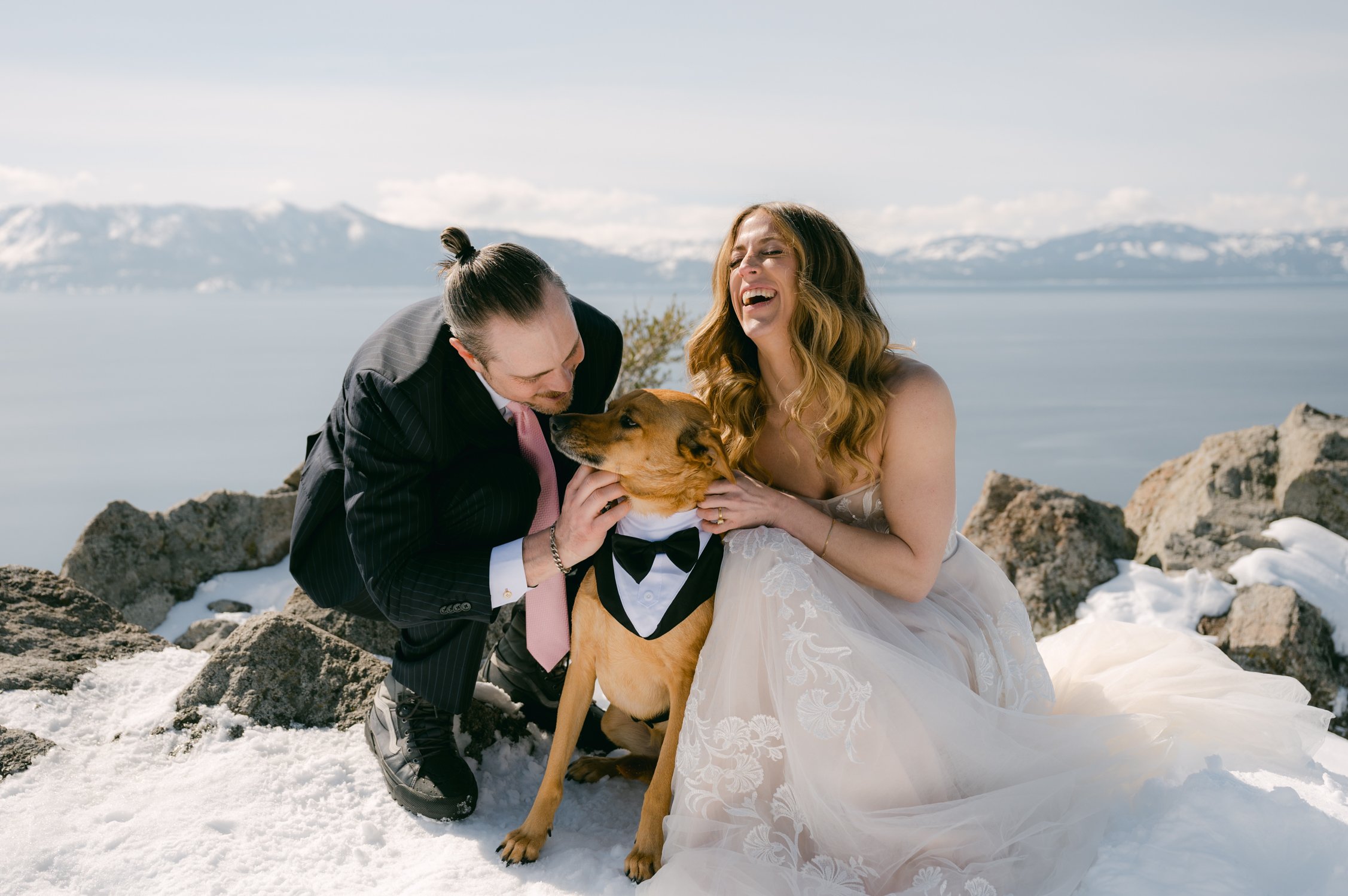 winter tahoe elopement, photo of couple during their couples photos