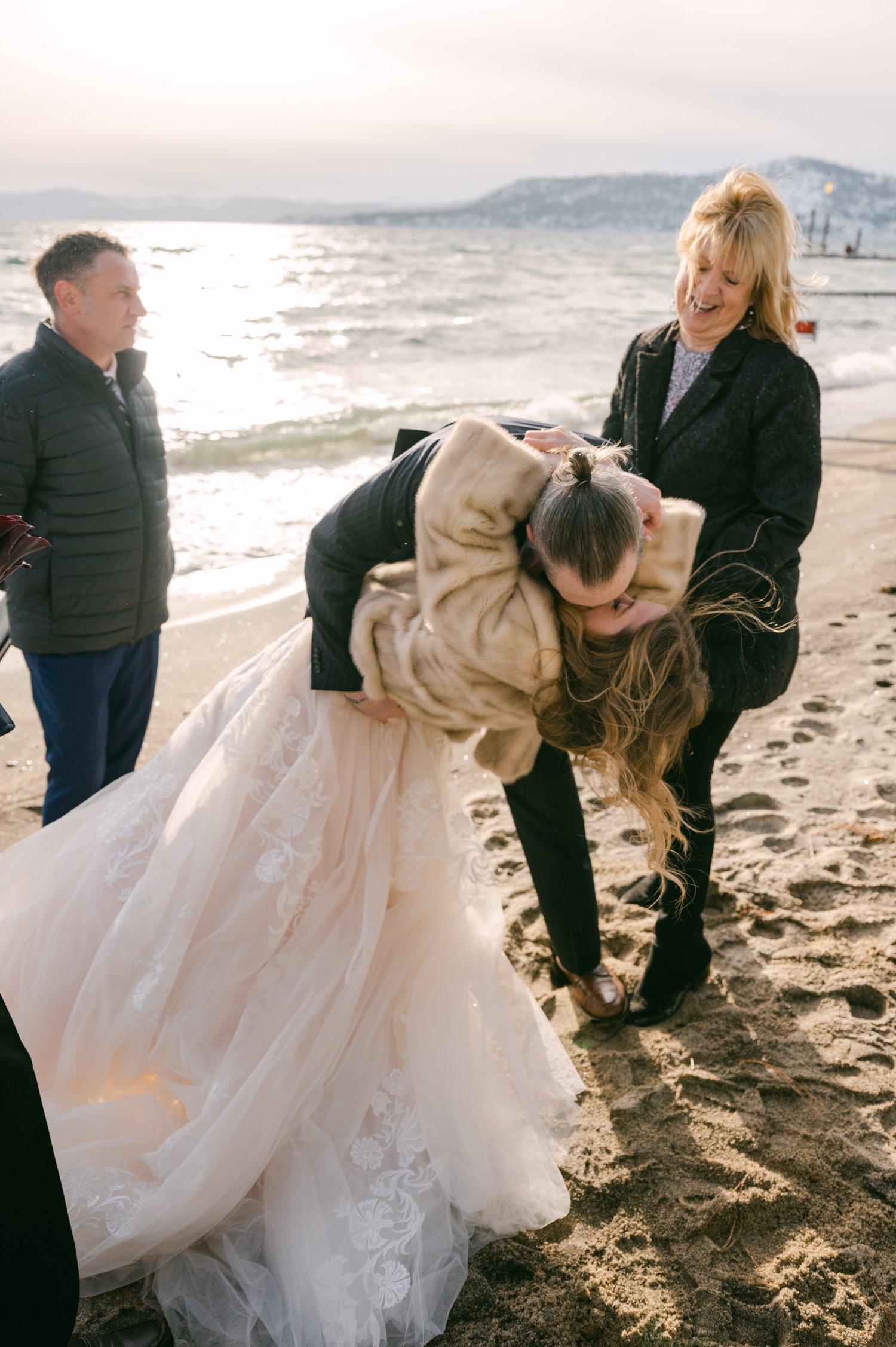 photo of couple during their lakeside ceremony 