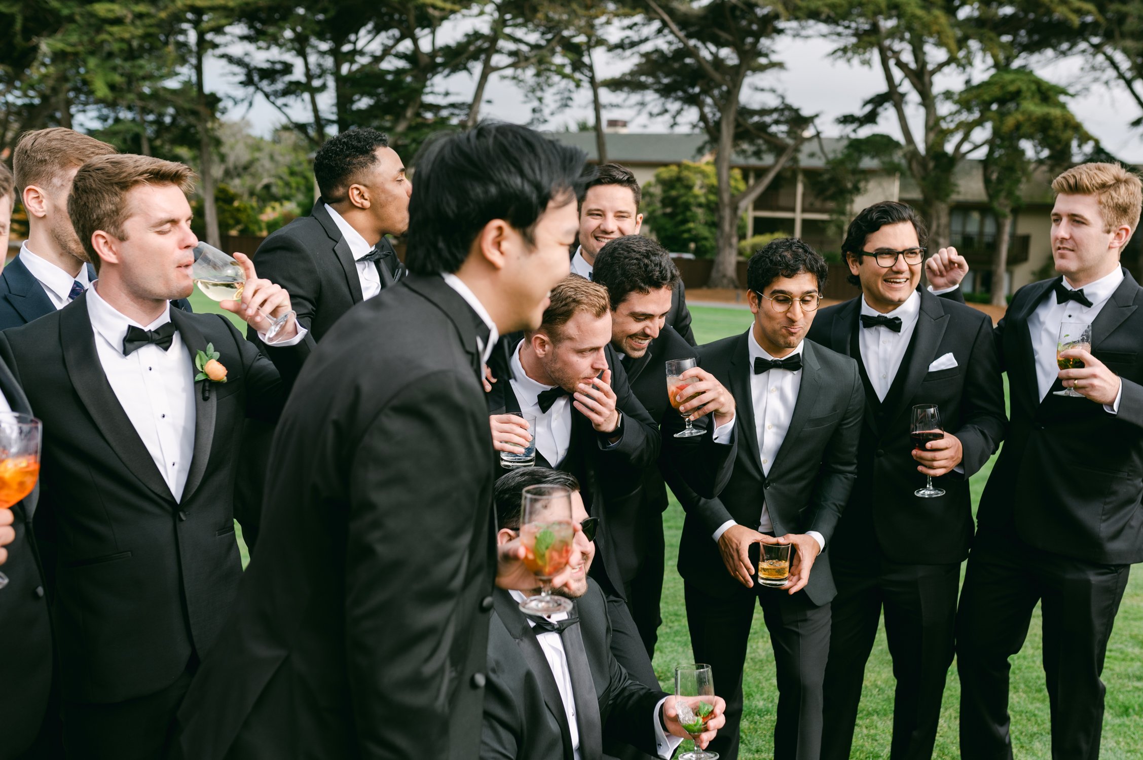 pebble beach resort wedding photo of guests during cocktail hour