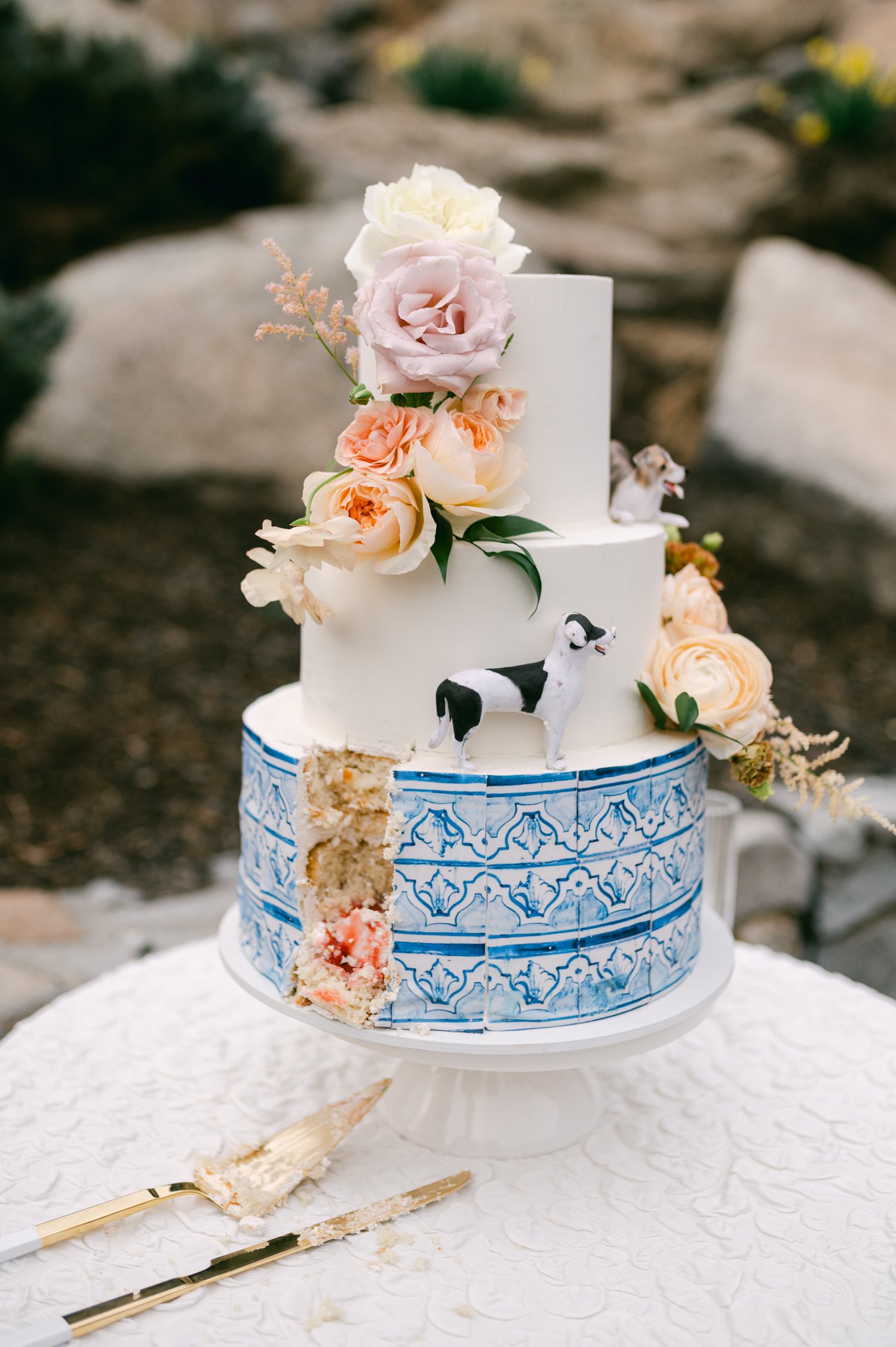 Everyone Resort &amp; Spa Wedding Venue, photo of a wedding cake with a dog taking a bite