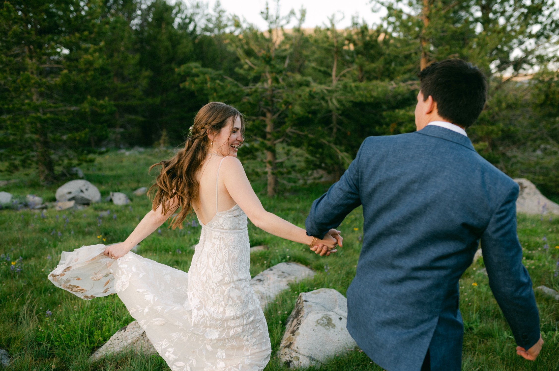 Desolation wilderness hotel wedding, photo of a newly wed couple during their sunset photos