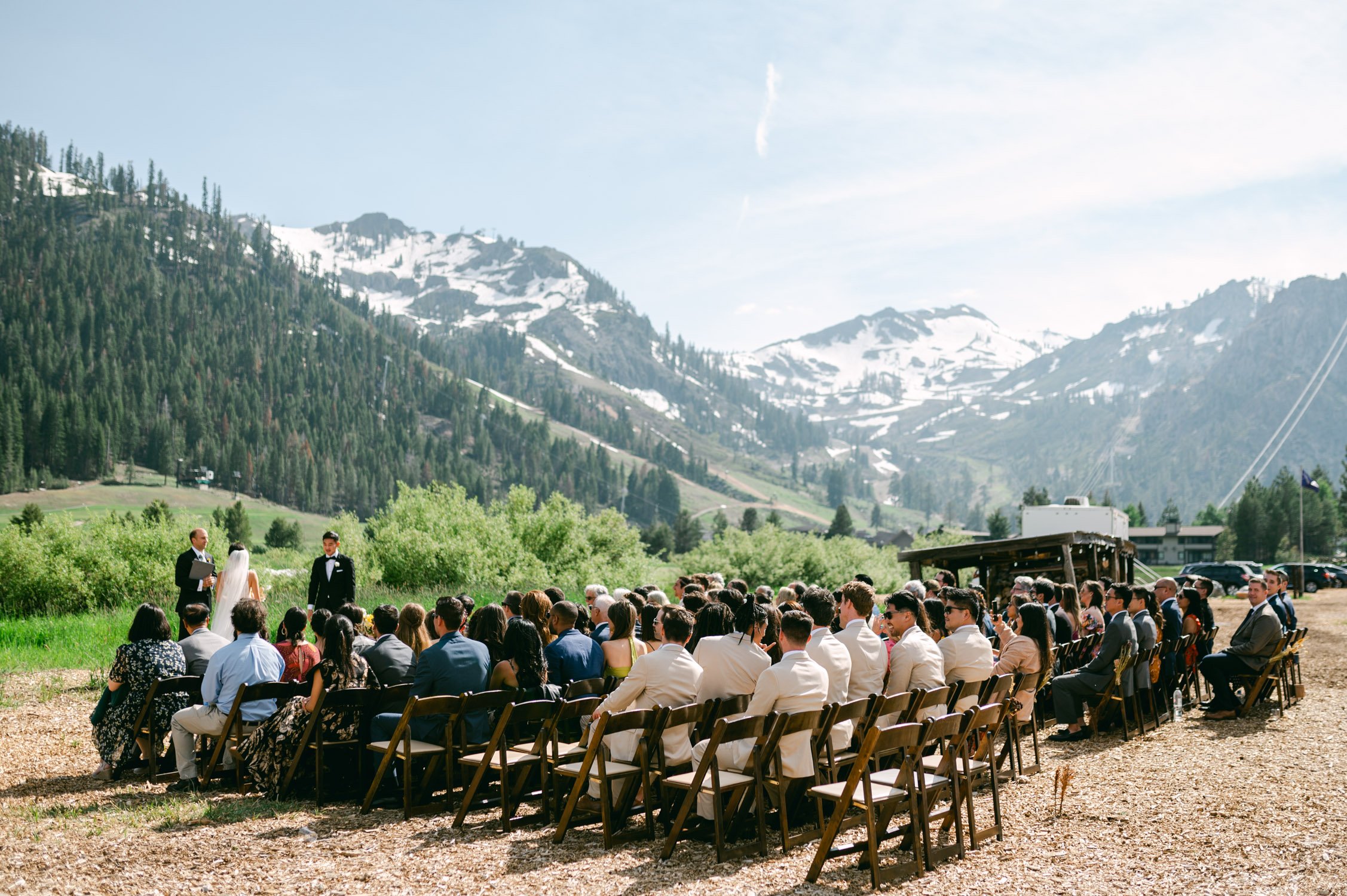 olympic valley stables wedding, photo of the wedding ceremony by the valley