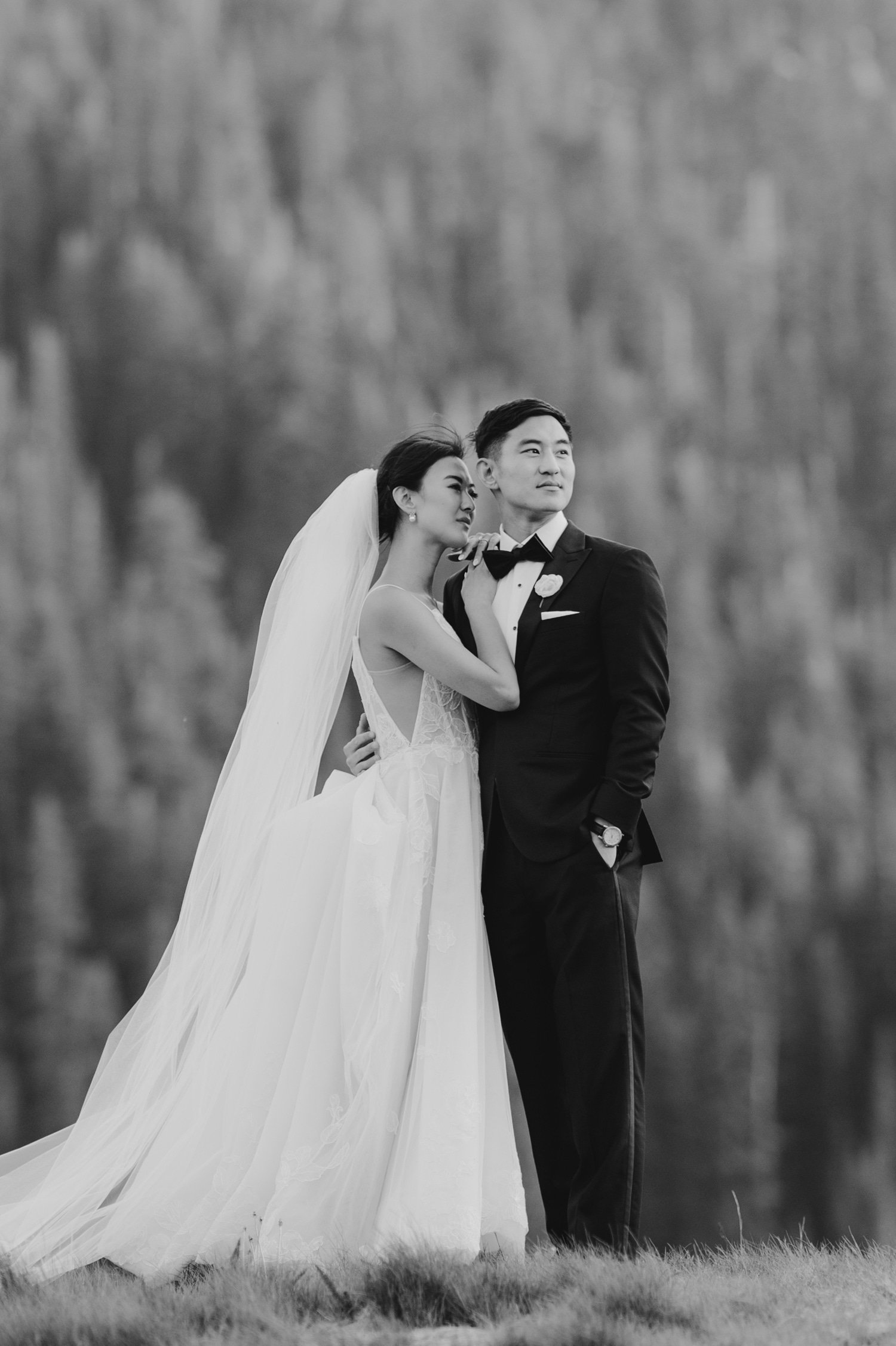 olympic valley stables wedding, photo of the newly wed couple holding each other 
