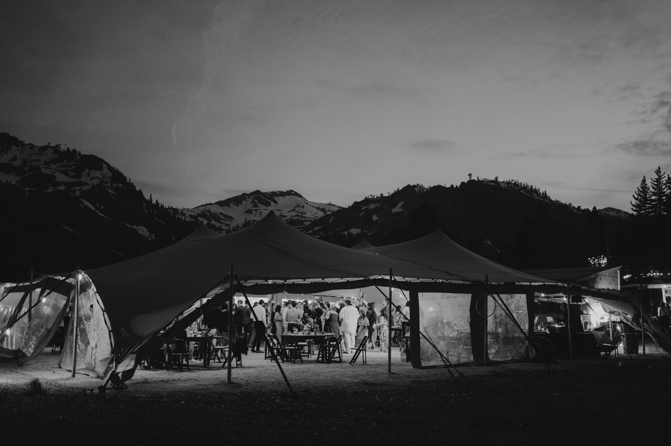 olympic valley stables wedding, photo of the guests during the evening reception